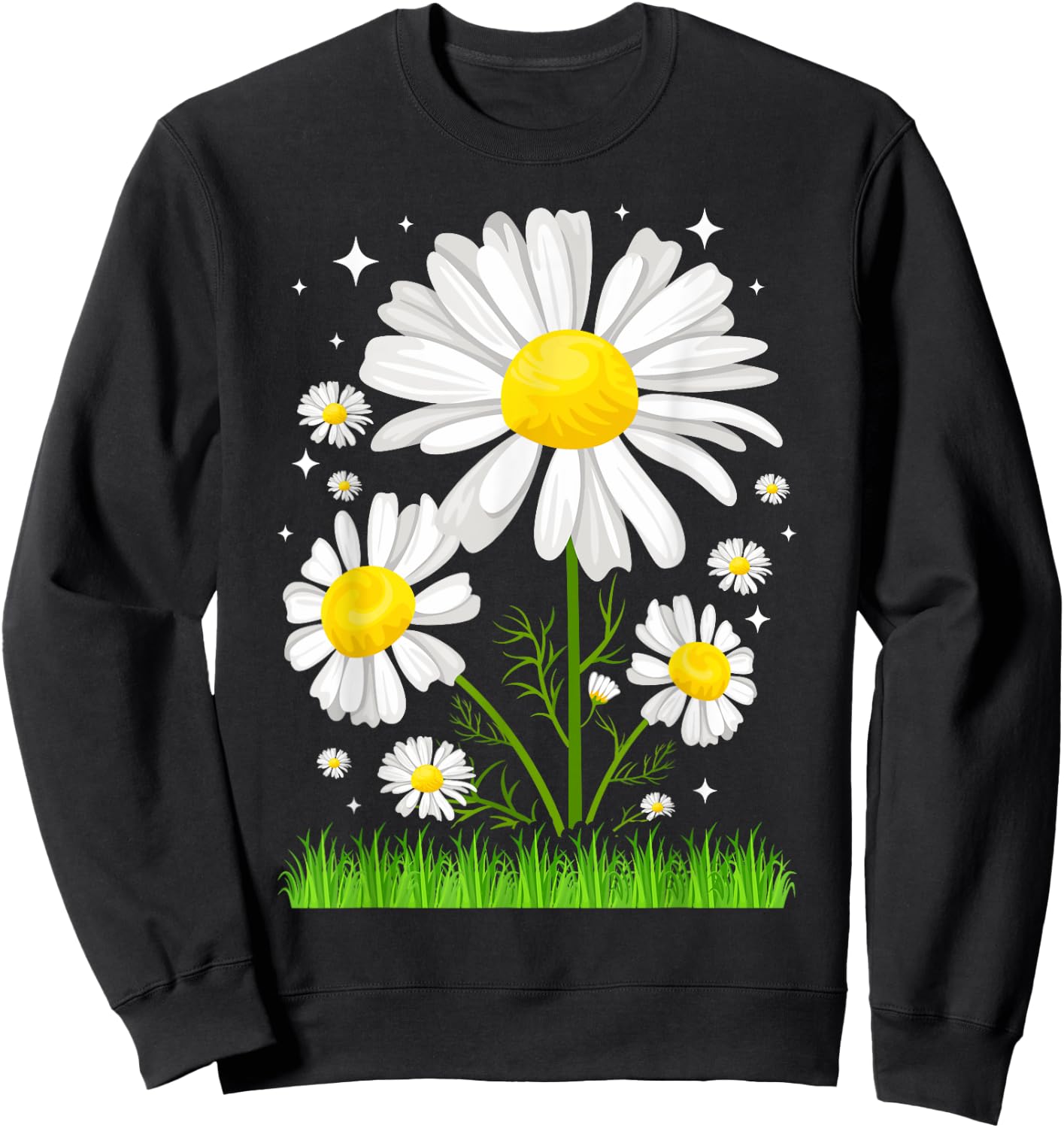 Sunshine Daisy Daisies Vacation Casual Graphic Sweatshirt - Sweatshirt | Black