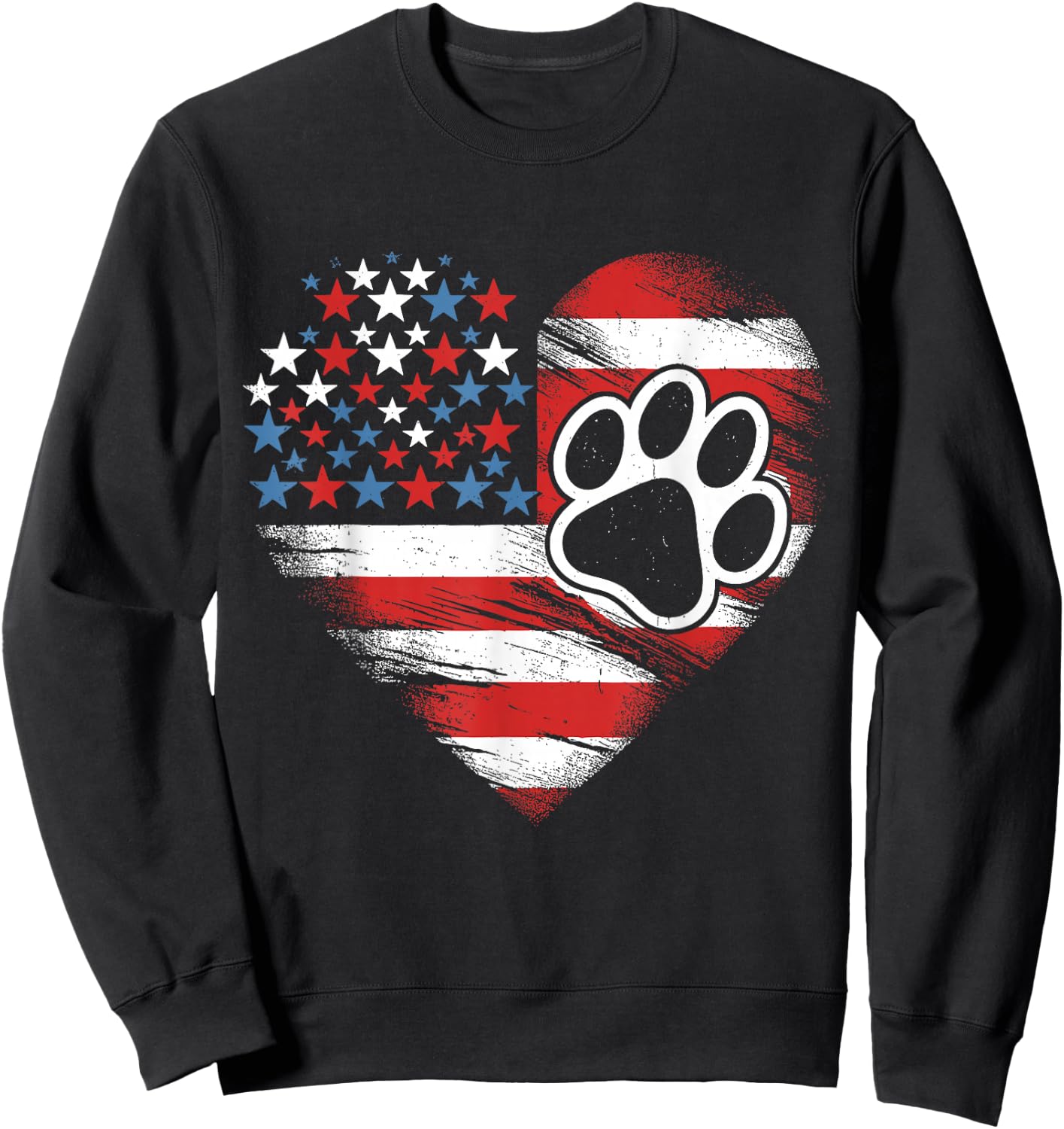 American Flag Dog and Cat Paw Patriotic 4th of July Sweatshirt - Sweatshirt | Black