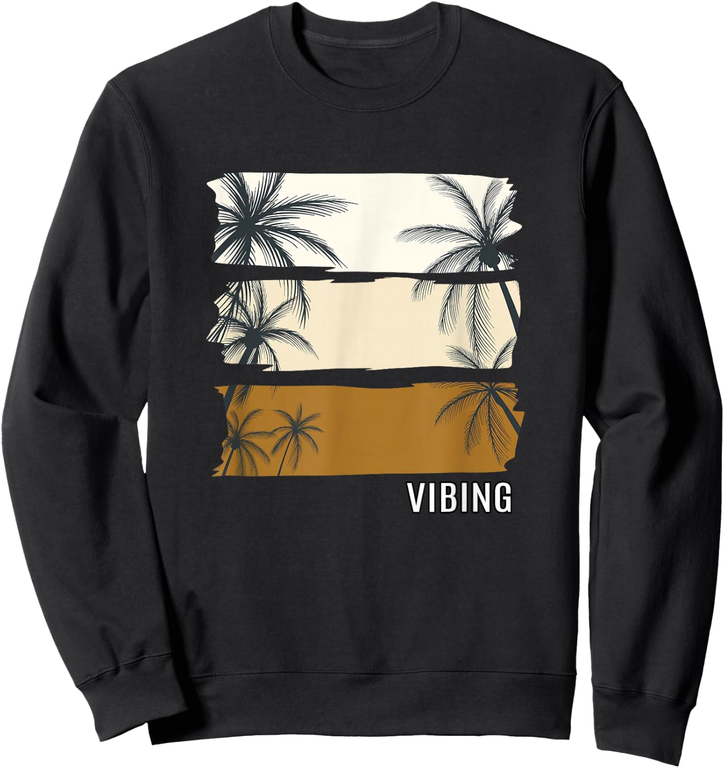 Tan Color Vibing-x3 Shades Tan Graphic Sweatshirt - Sweatshirt | Black