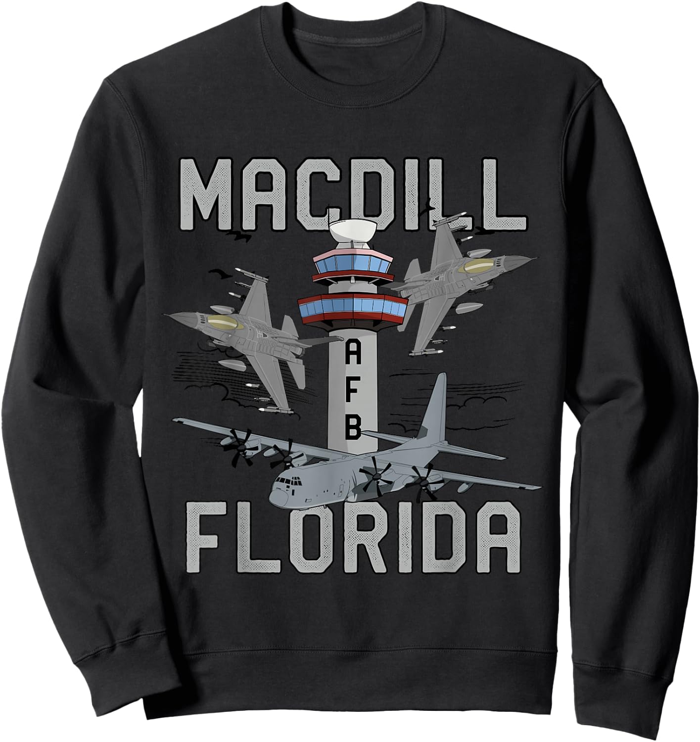 MacDill AFB Florida Air Force Base Fighter Jets Vintage Sweatshirt - Sweatshirt | Black