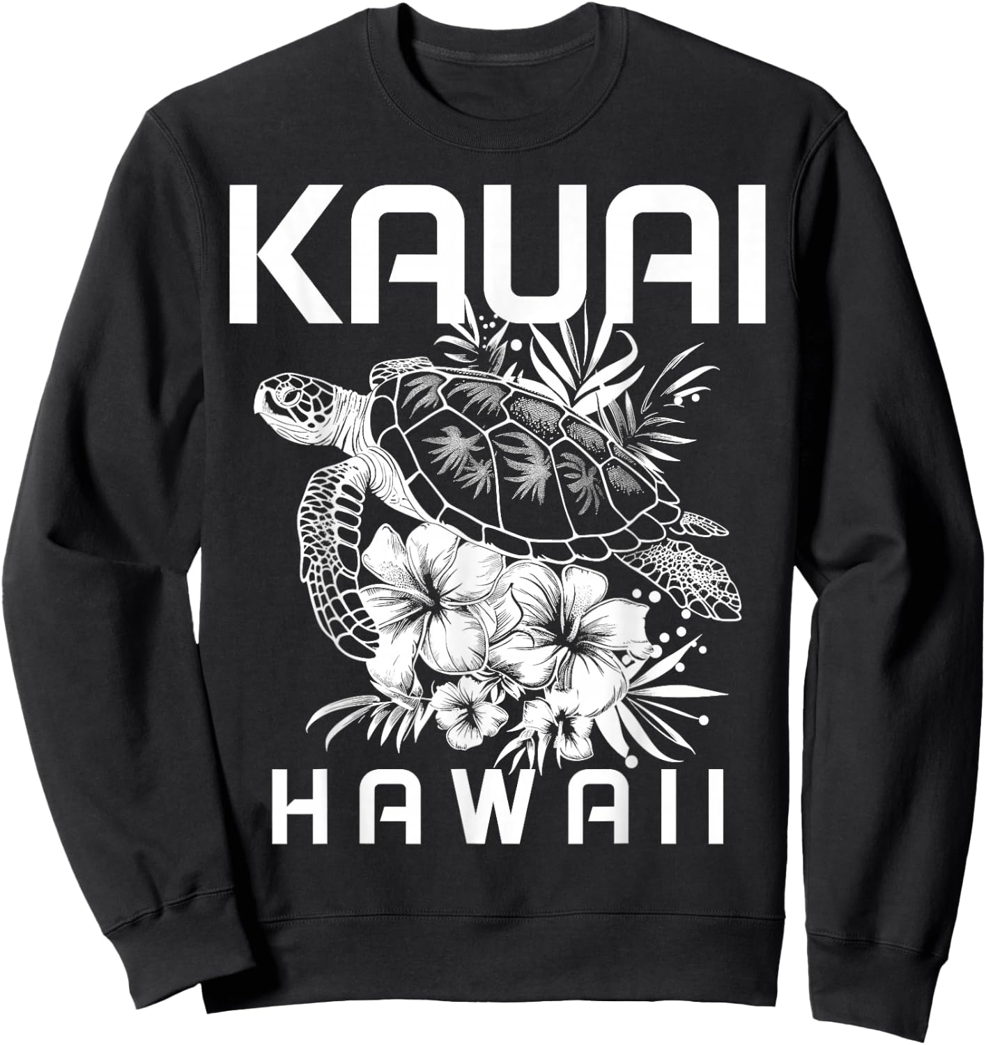 Kauai Hawaii Sea Turtle Hawaiian Surfer Souvenir Sweatshirt - Sweatshirt | Black