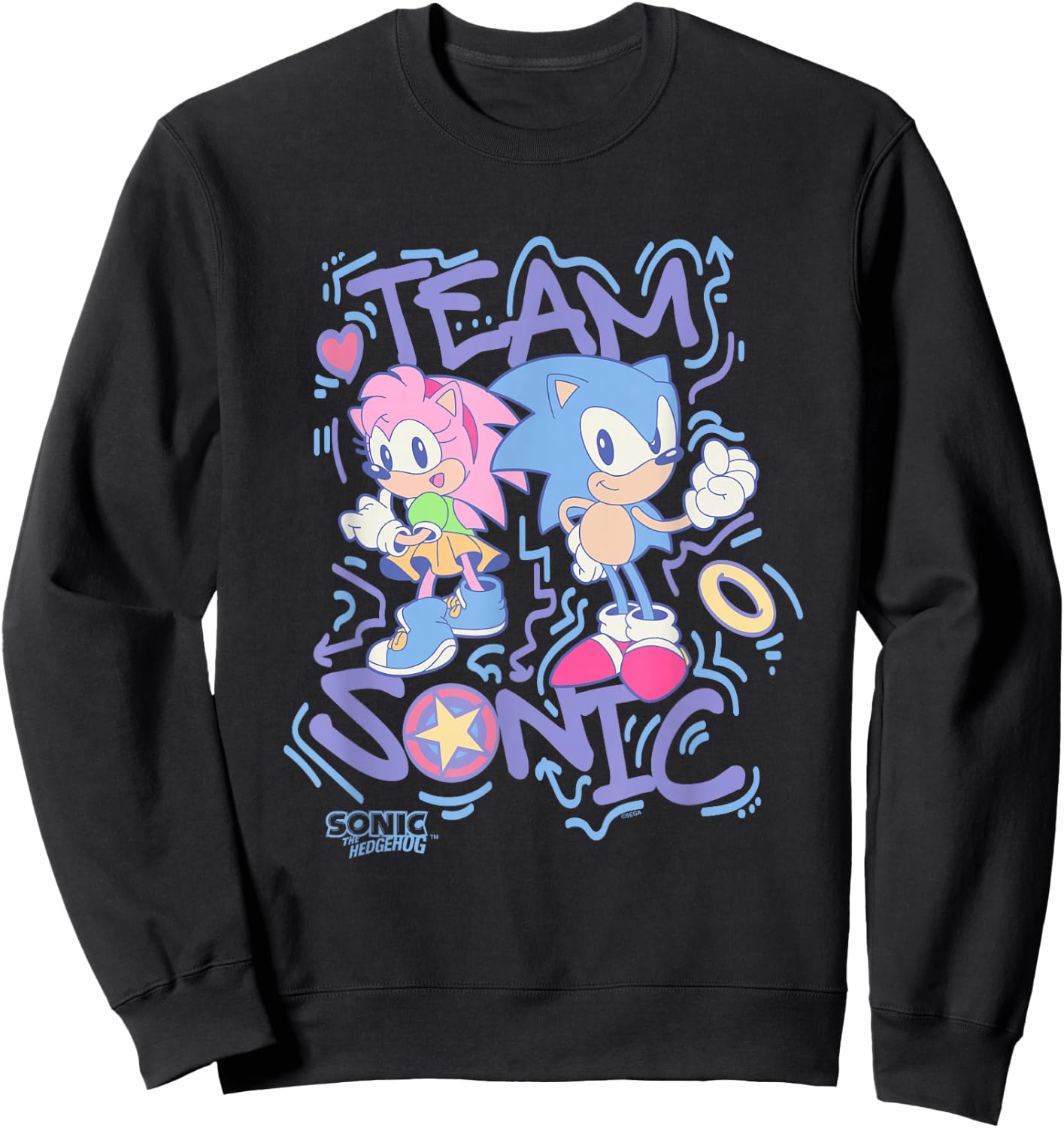 Sonic The Hedgehog Team Sonic Amy Rose Vintage Sweatshirt - Sweatshirt | Black
