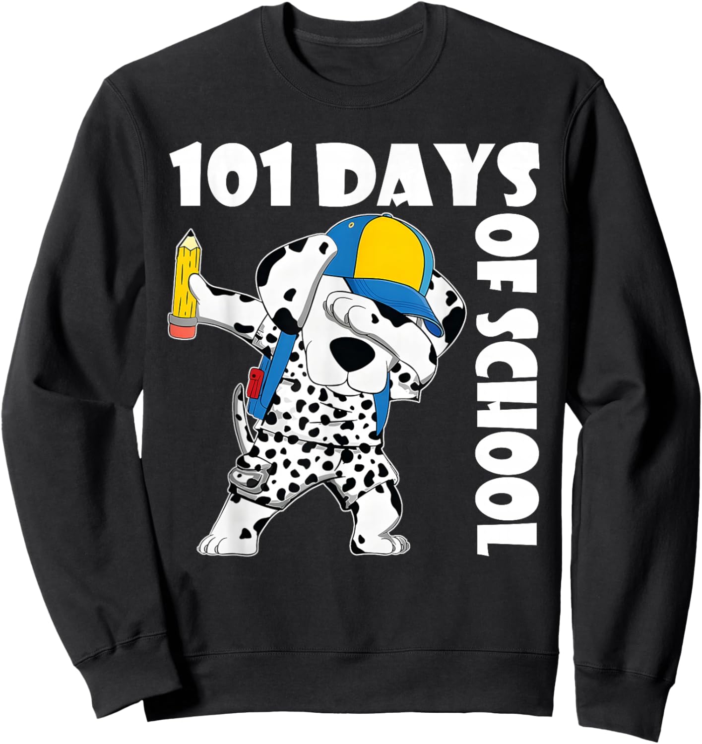 Happy 101 Days School Cute Dog 100 Days Dab Teacher Student Sweatshirt - Sweatshirt | Black