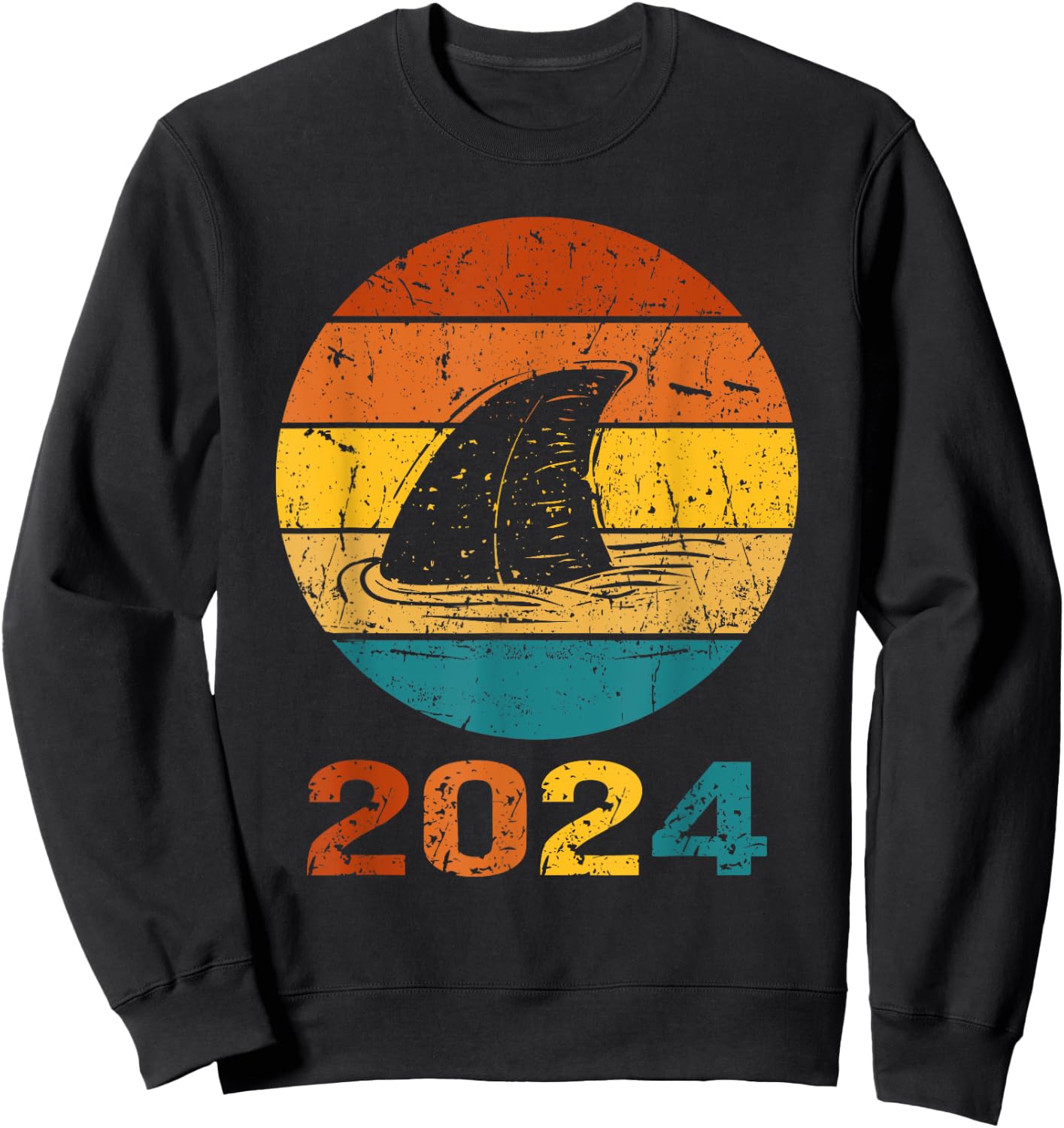 2024 Shark Fin Lover Week Animal Sea Ocean Matching Summer Sweatshirt - Sweatshirt | Black