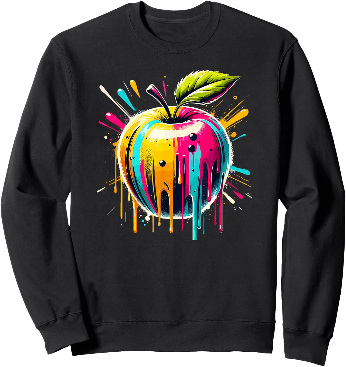 Colorful Pop Art Apple Apples Sweatshirt - Sweatshirt | Black