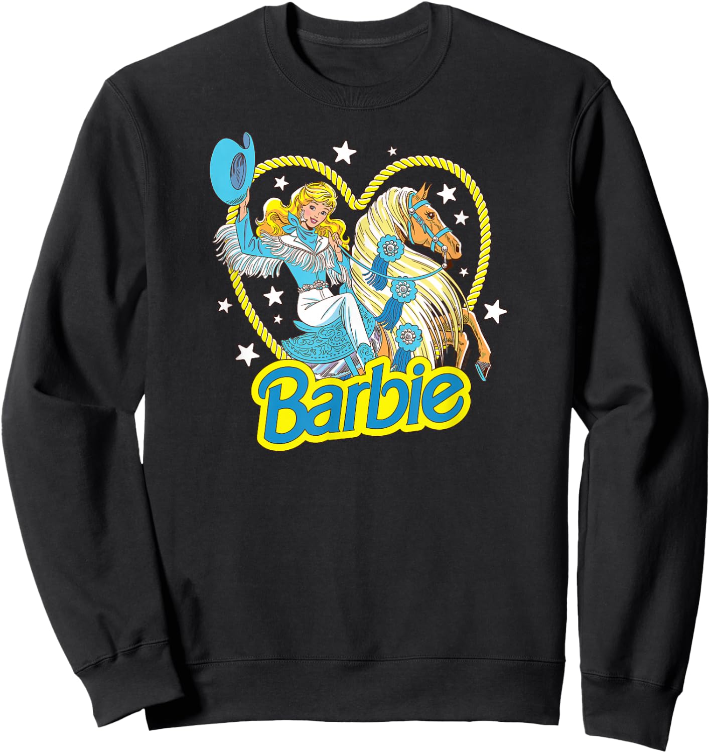 Barbie - Retro Western Cowgirl With Horse And Heart Sweatshirt - Sweatshirt | Black