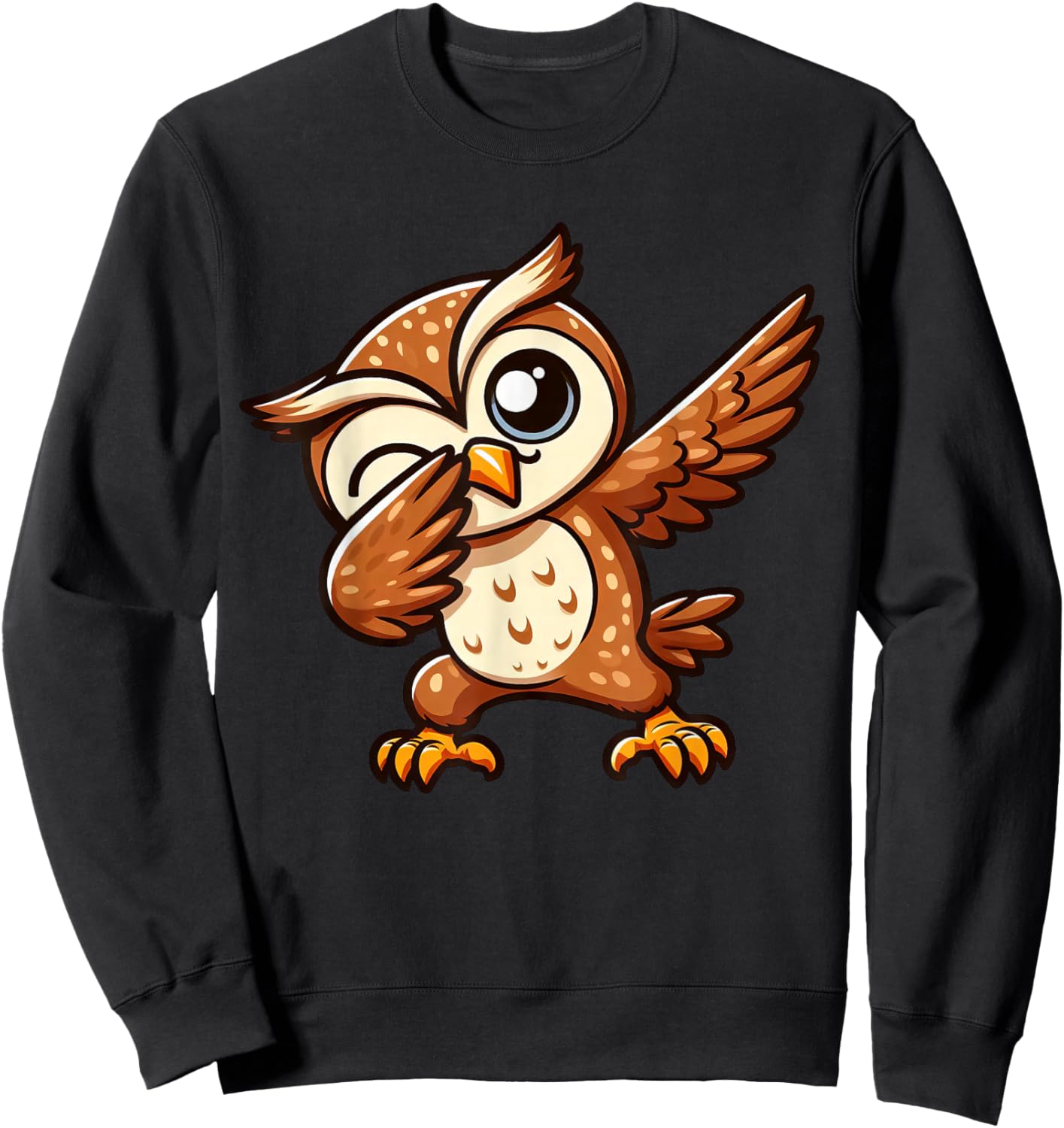 Wise Cool Owl Dabbing Dab Pose Sweatshirt - Sweatshirt | Black