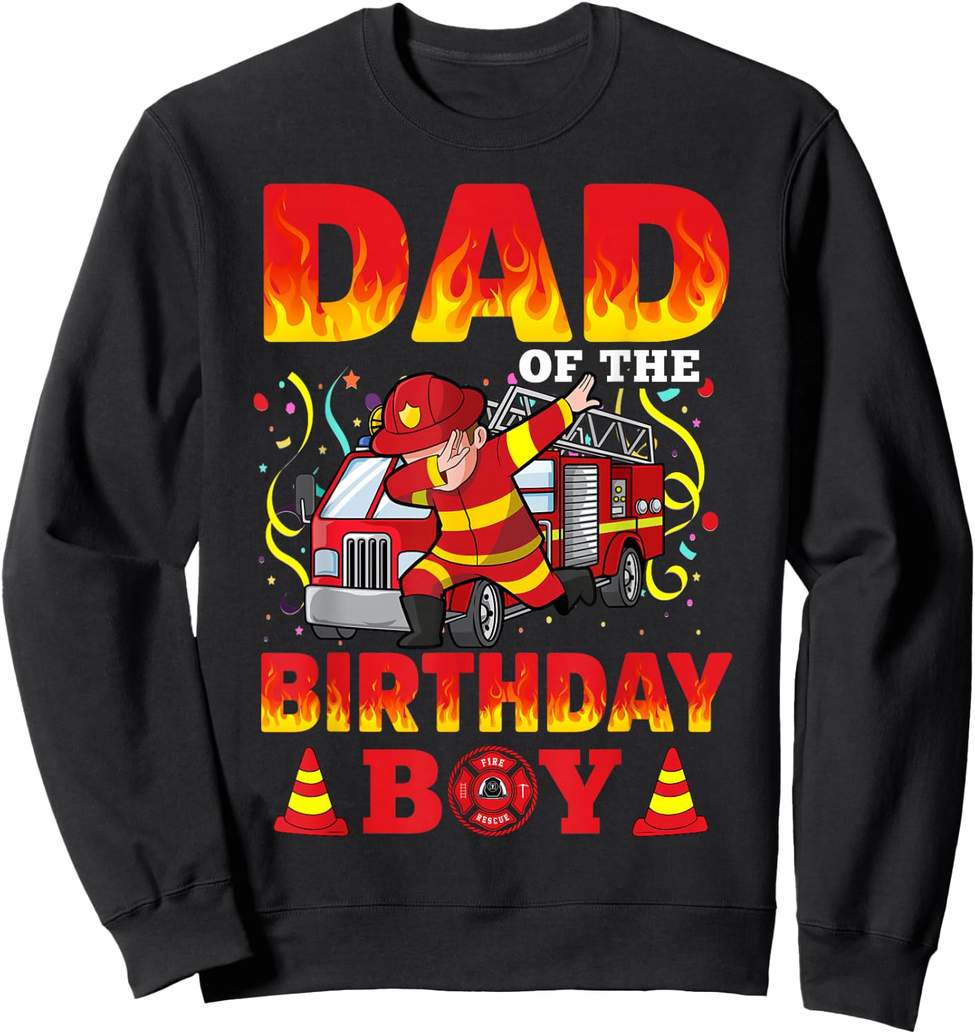 Dad Of The Birthday Boy Fire Truck Firefighter Boys Sweatshirt - Sweatshirt | Black