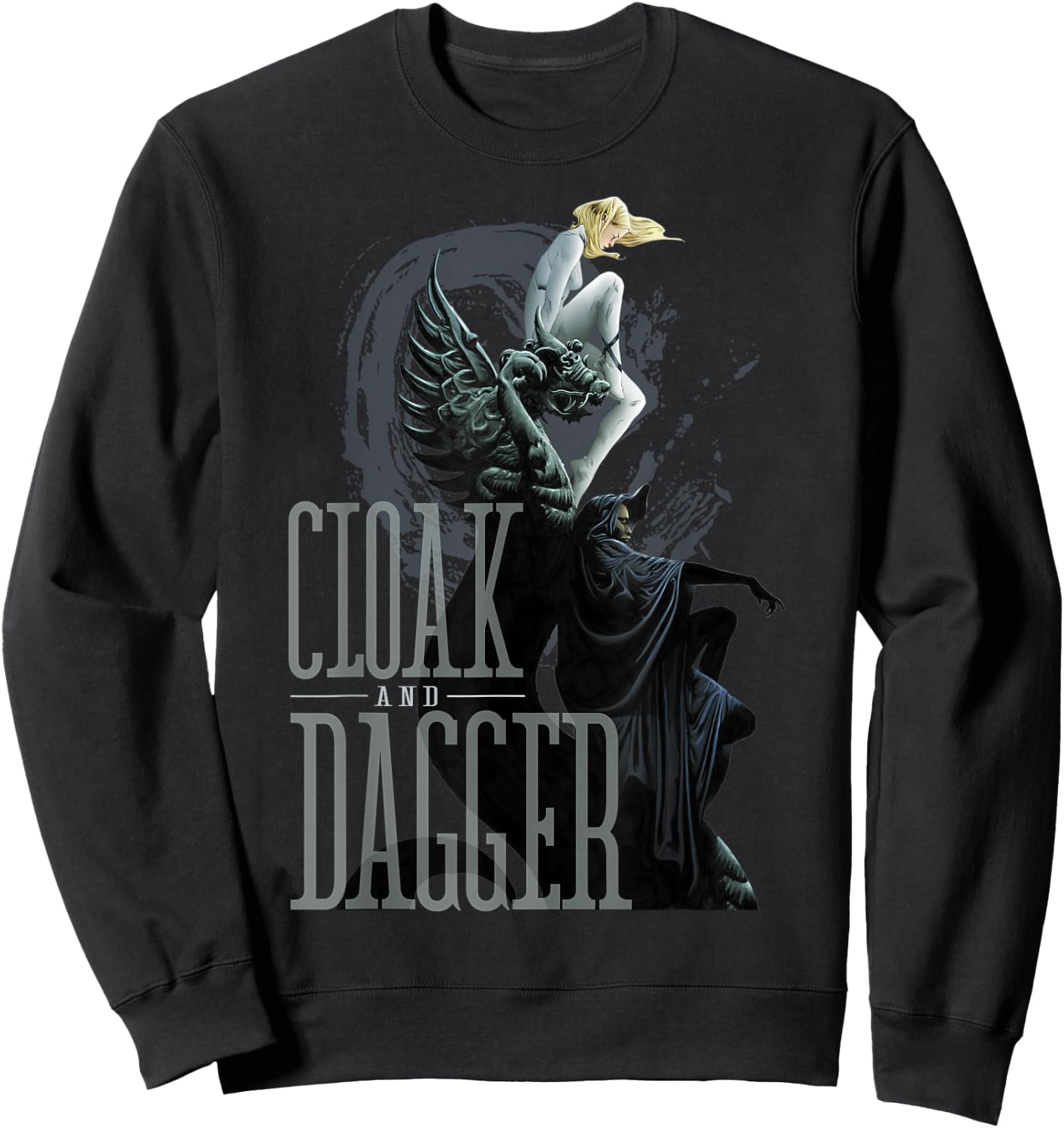 Marvel Cloak & Dagger Dragon Statue Graphic Sweatshirt - Sweatshirt | Black