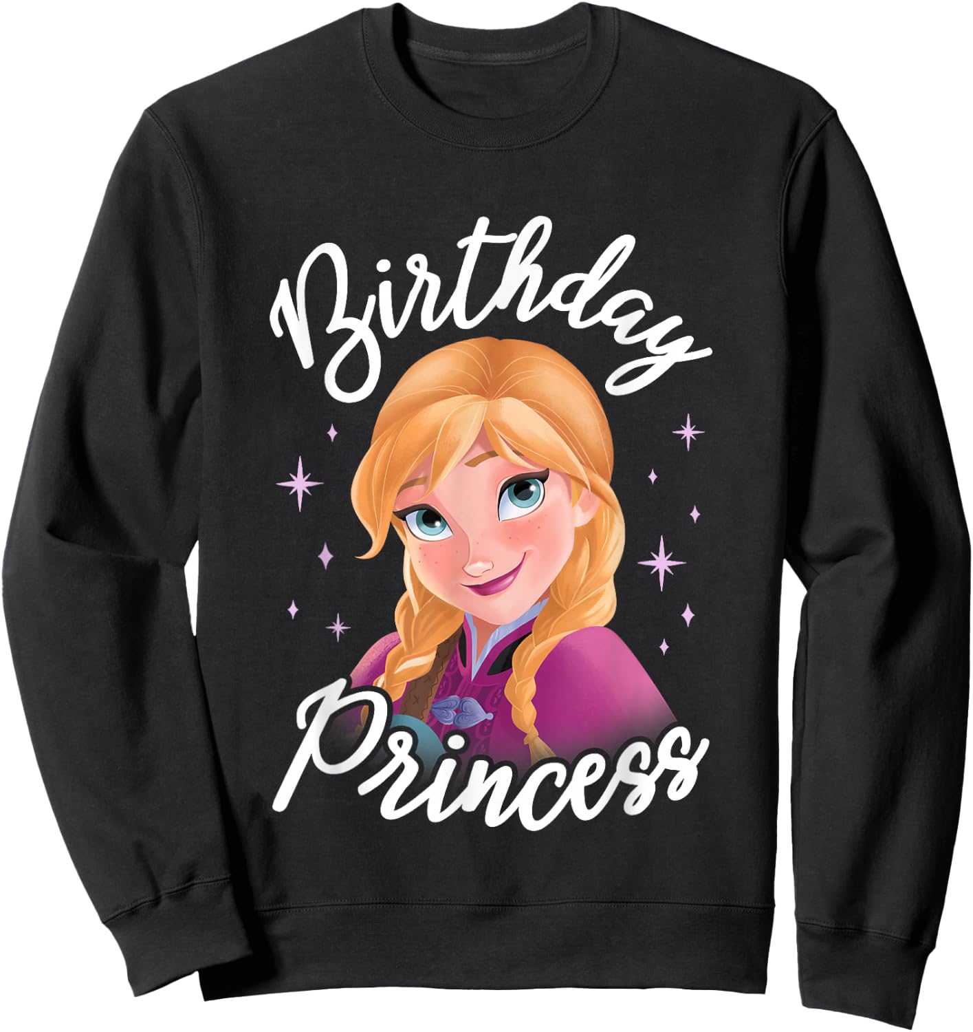 Disney Frozen Birthday Princess Cute Anna Big Chest Portrait Sweatshirt - Sweatshirt | Black