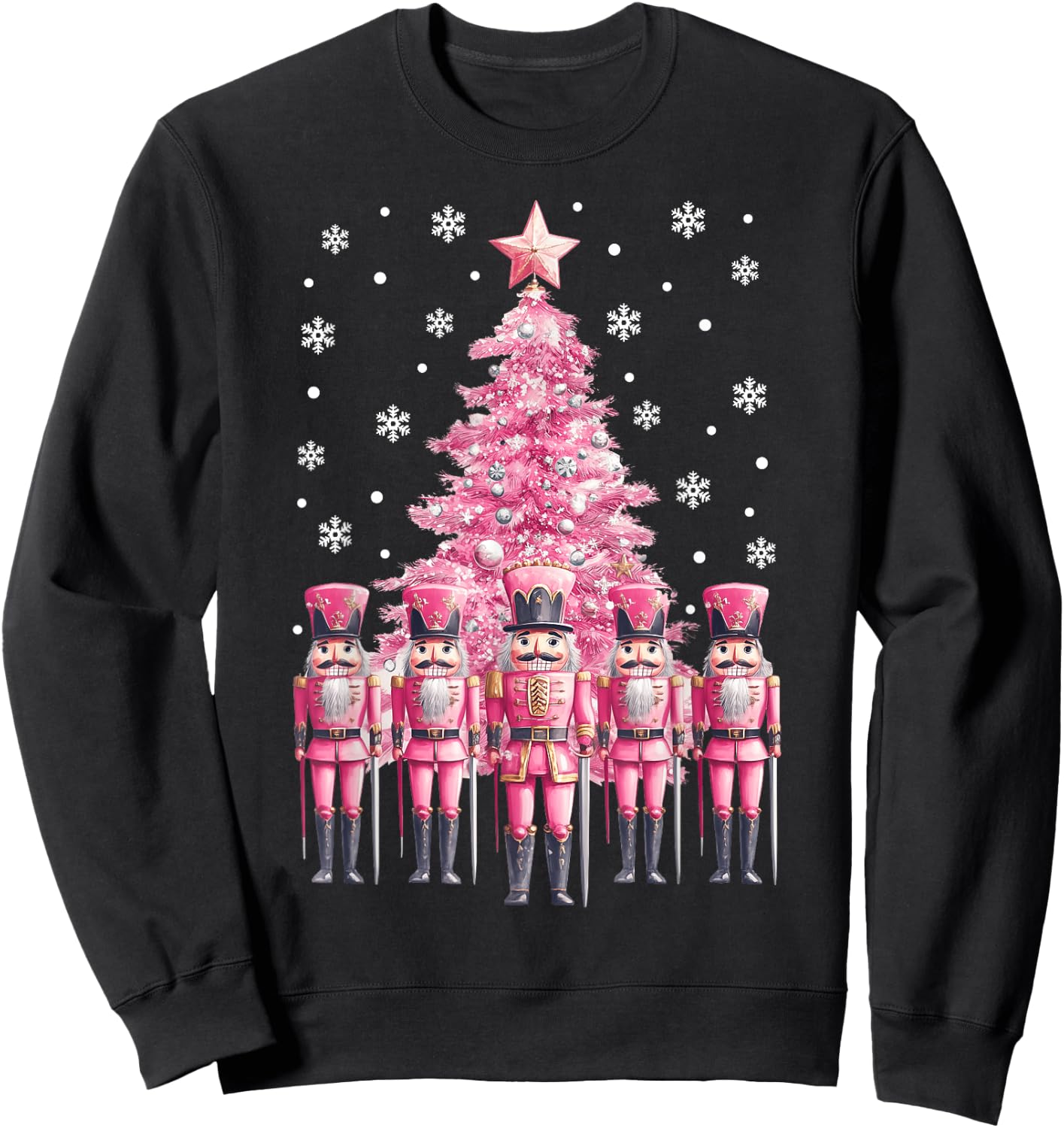 Pink Christmas Nutcracker Christmas Tree Christmas 2024 Sweatshirt - Sweatshirt | Black