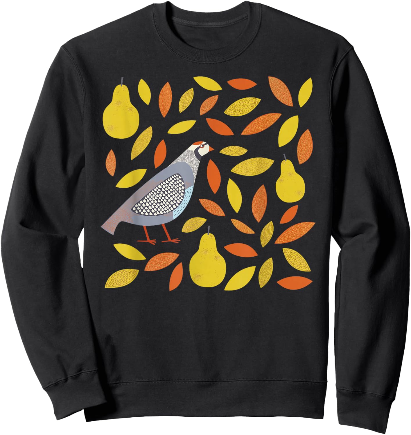 Threadless Nic Squirrell Partridge in A Pear Tree Graphic Sweatshirt - Sweatshirt | Black