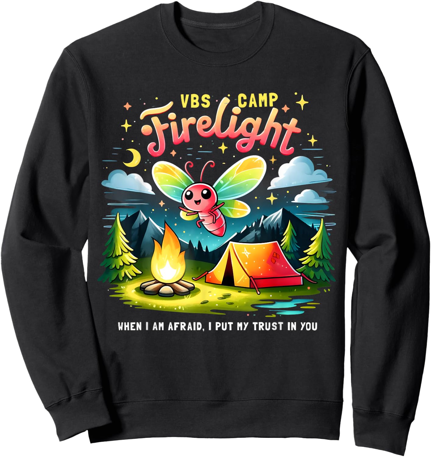 Camp Firelight VBS Camp Firework 2024 Vacation Bible School Sweatshirt - Sweatshirt | Black