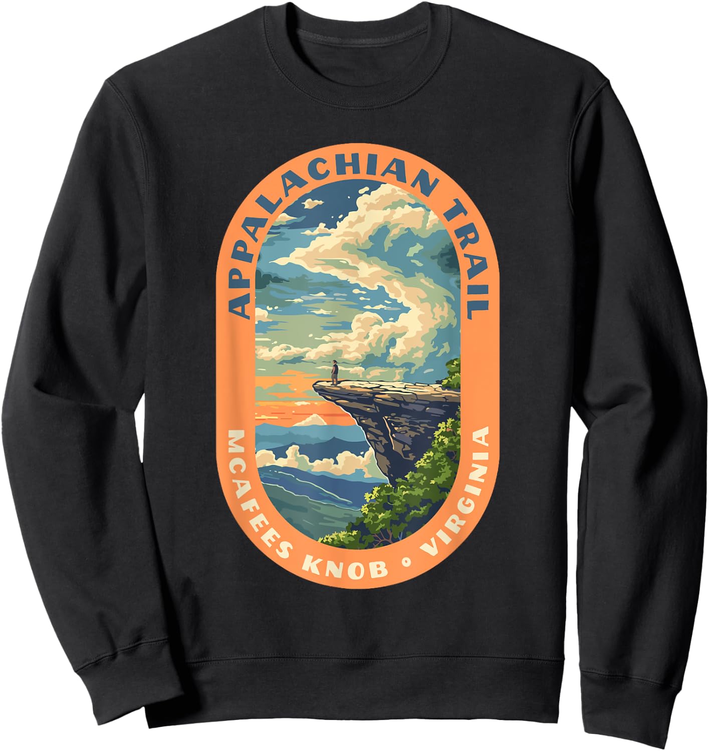 McAfee Knob Virginia Appalachian Trail Roanoke Hiking Sweatshirt - Sweatshirt | Black