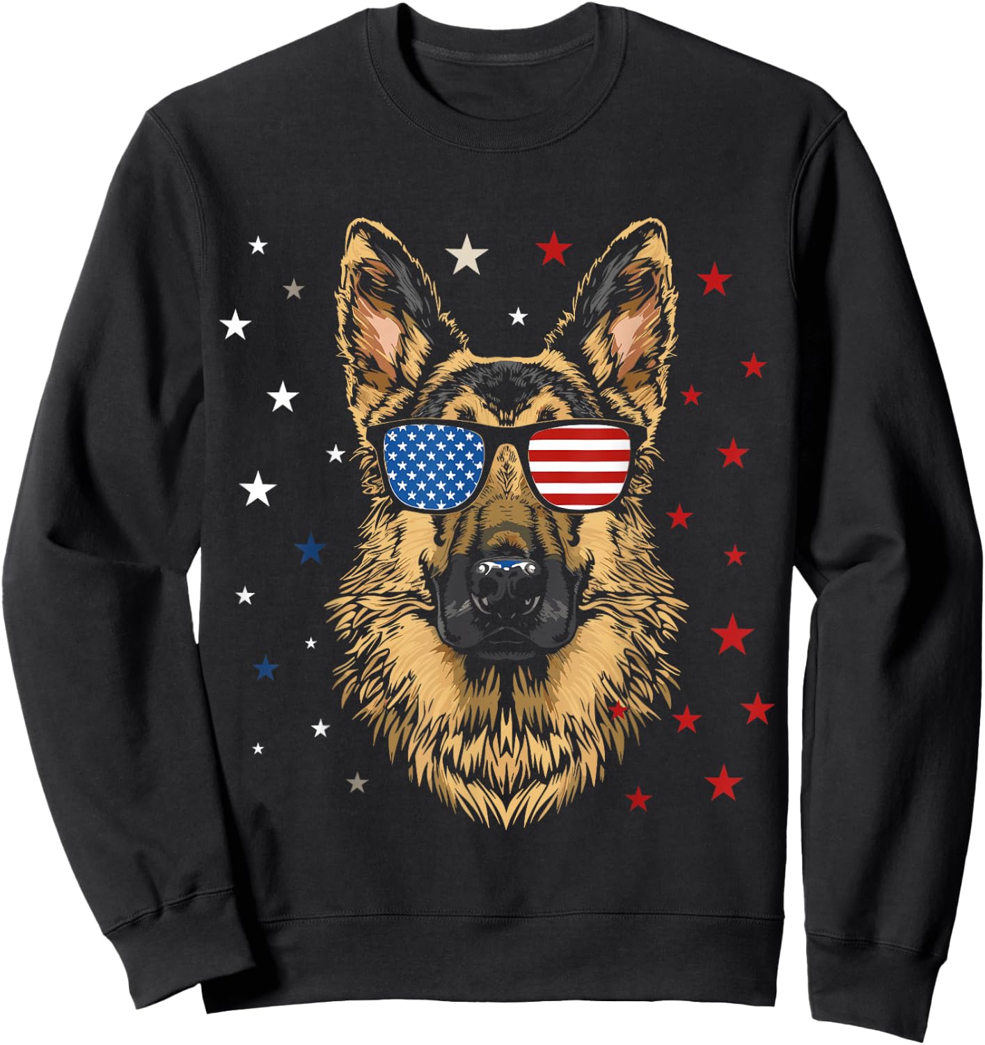 Patriotic American German Shepherd USA Flag Dog 4th Of July Sweatshirt - Sweatshirt | Black