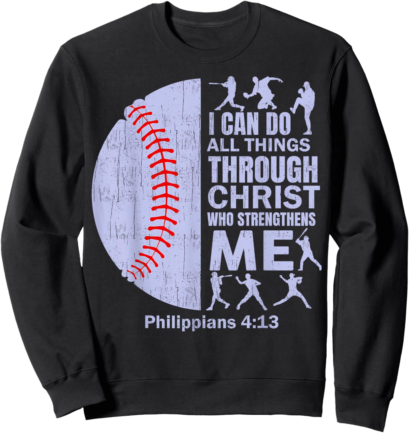 Christian Baseball T Shirt Christ Bible Verse Men Boys Kids Sweatshirt - Sweatshirt | Black