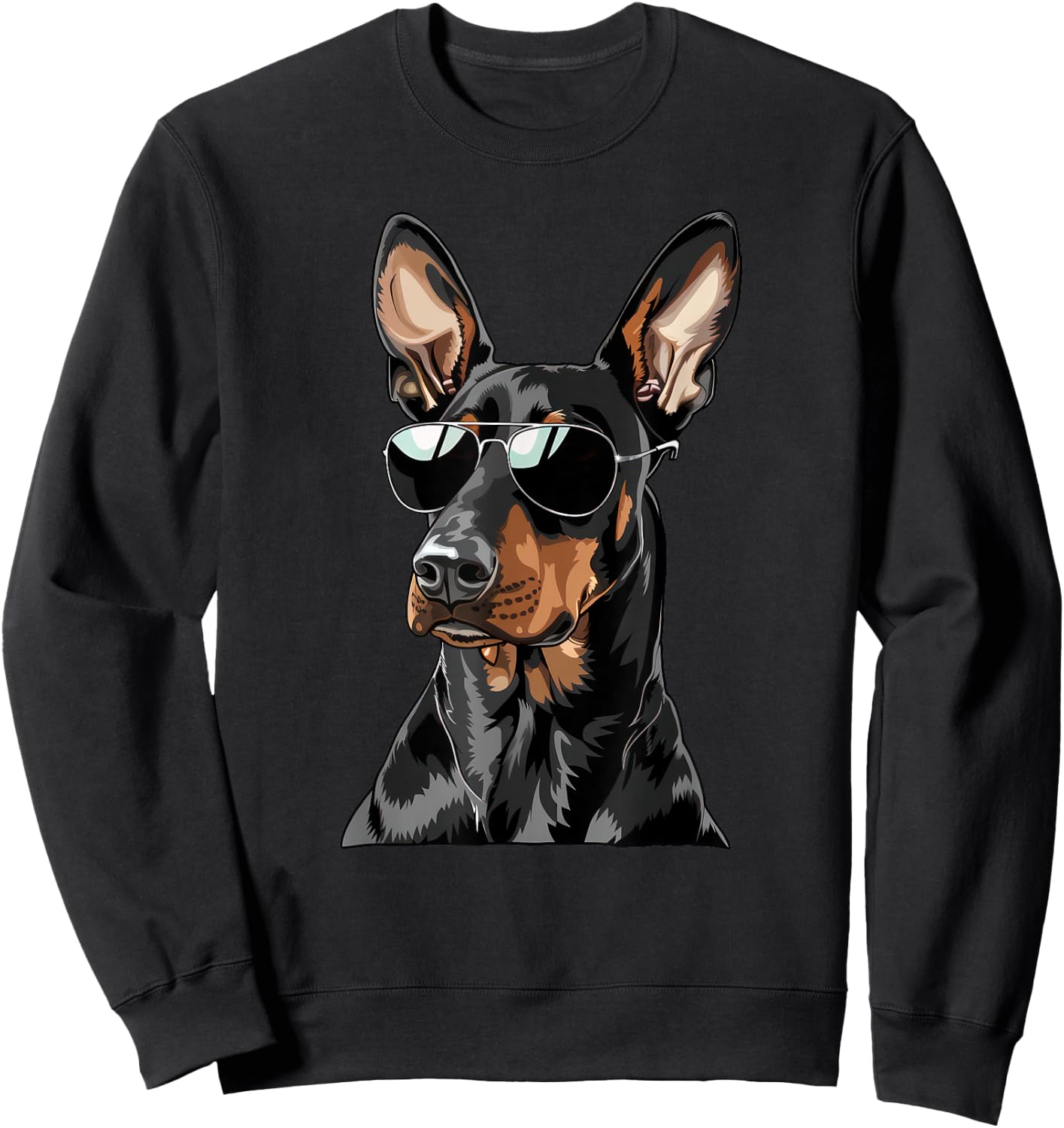 Doberman Pinscher Dog Sunglasses Sweatshirt - Sweatshirt | Black