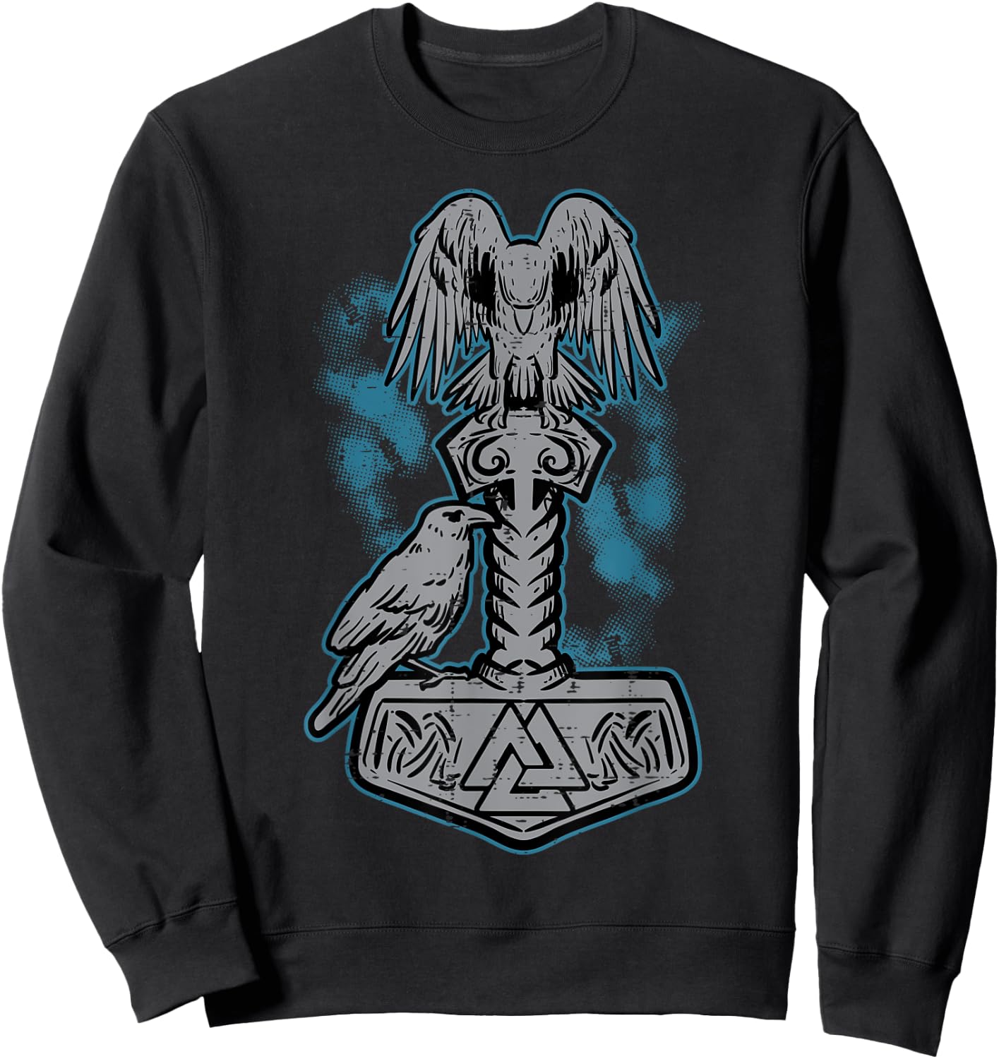 Viking Mjolnir Ravens Huggin Norse Mythology Men Women Kids Sweatshirt - Sweatshirt | Black