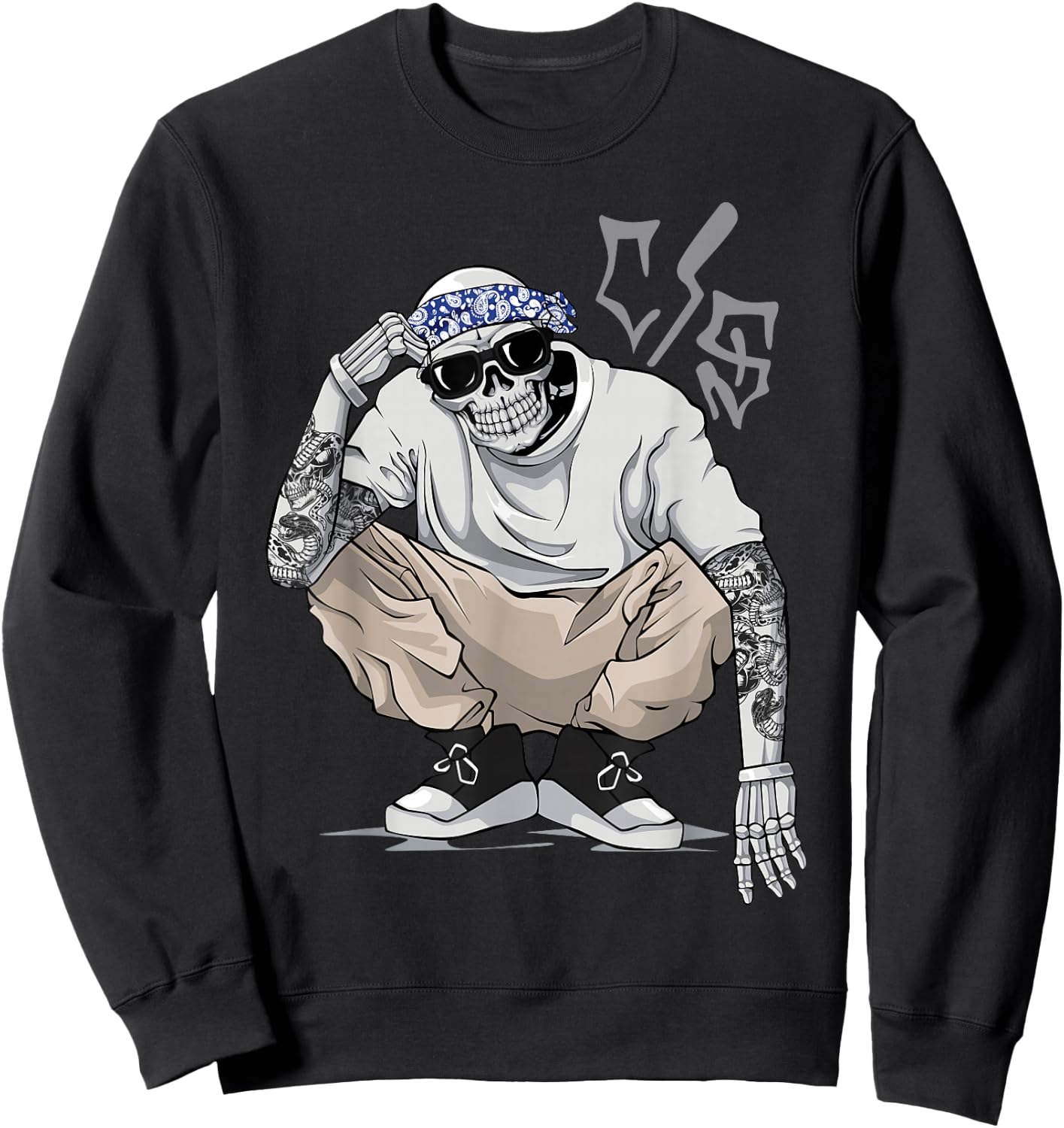 Cholo Chicano Tattoo Cool Mexican Gangster Skeleton Mexico Sweatshirt - Sweatshirt | Black