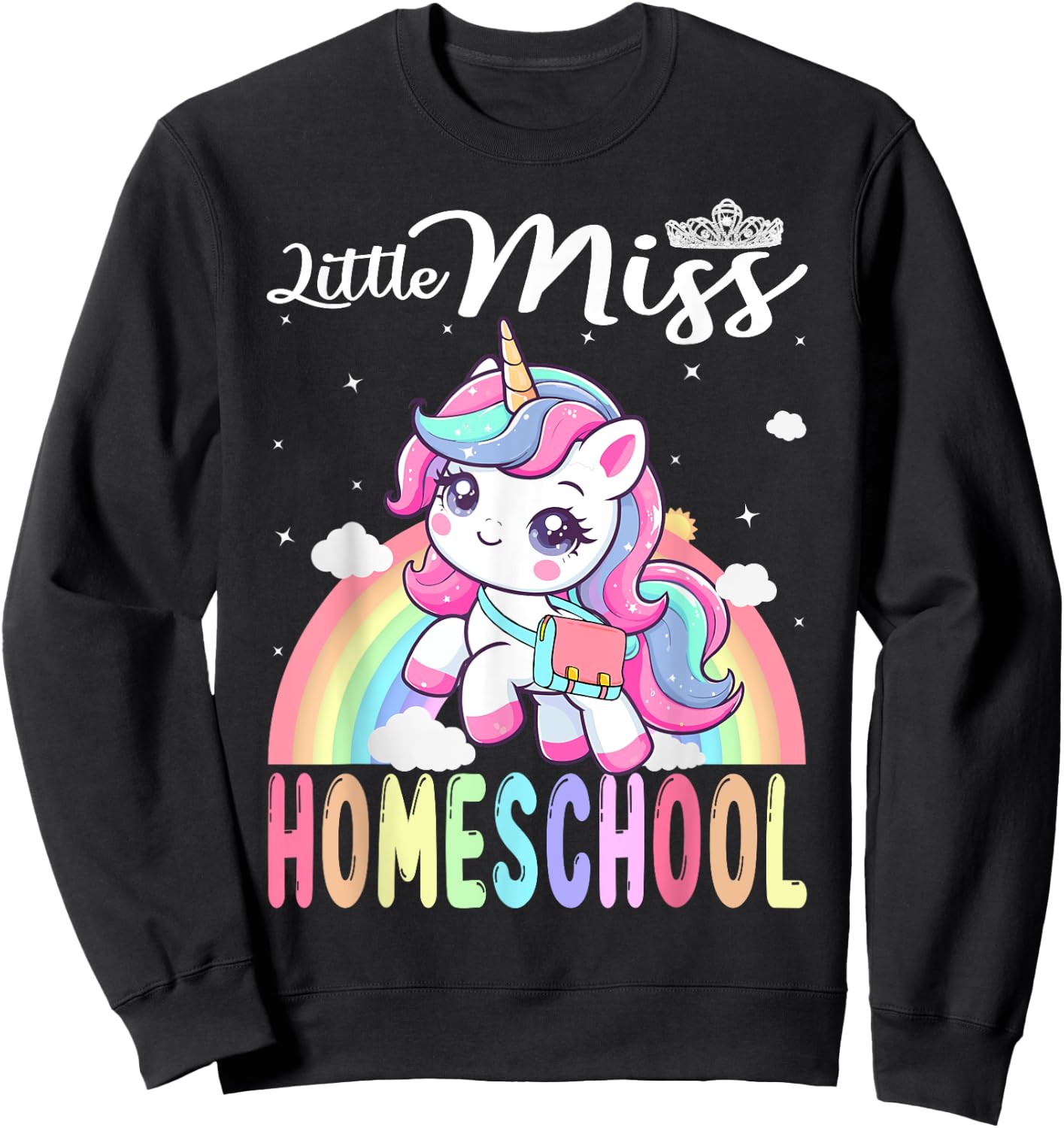 Little Miss Homeschool Back To School Girls Homeschool Sweatshirt - Sweatshirt | Black