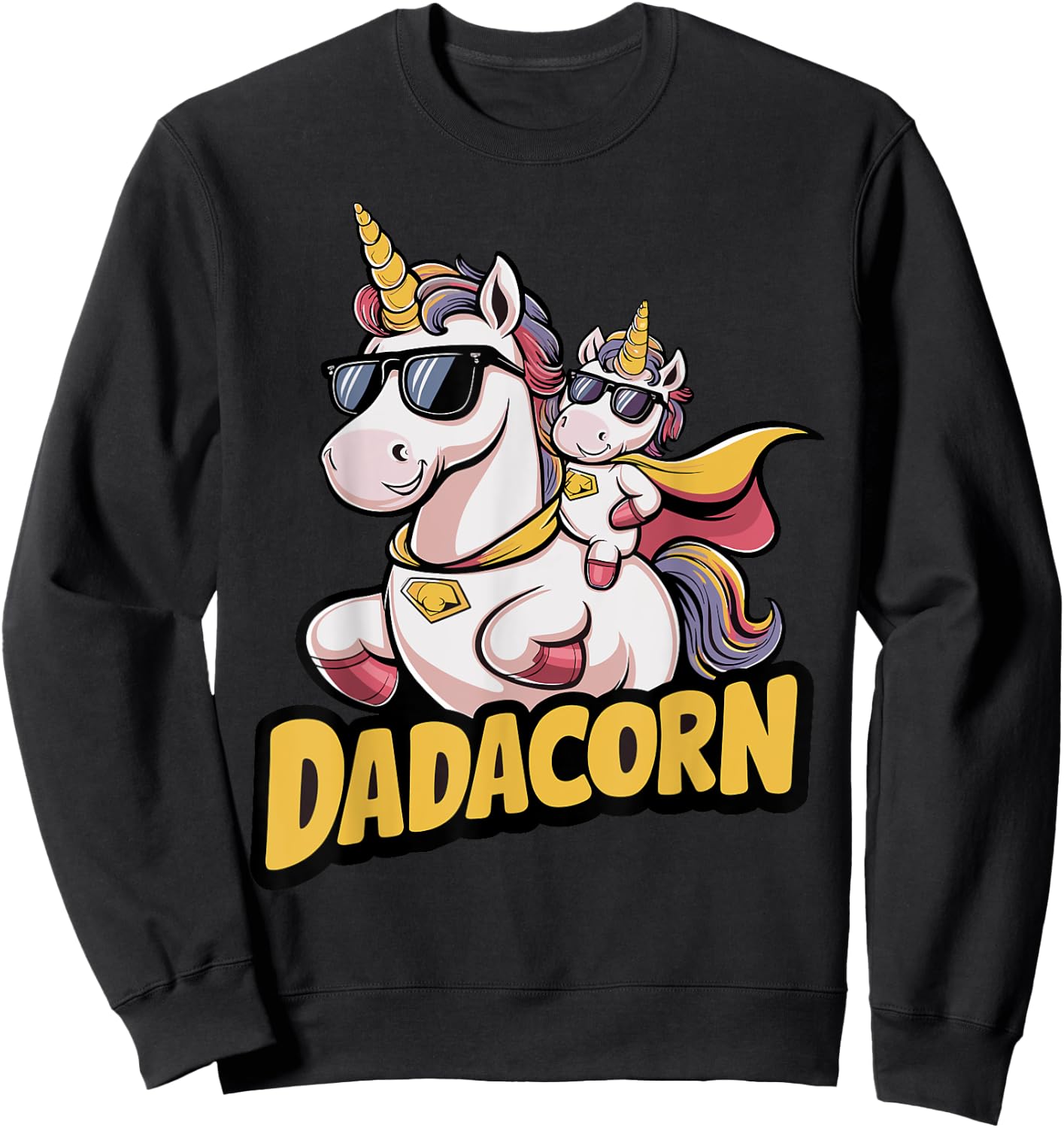 Dadacorn Unicorn Dad and Kid - Best Father's Day Funny Sweatshirt - Sweatshirt | Black