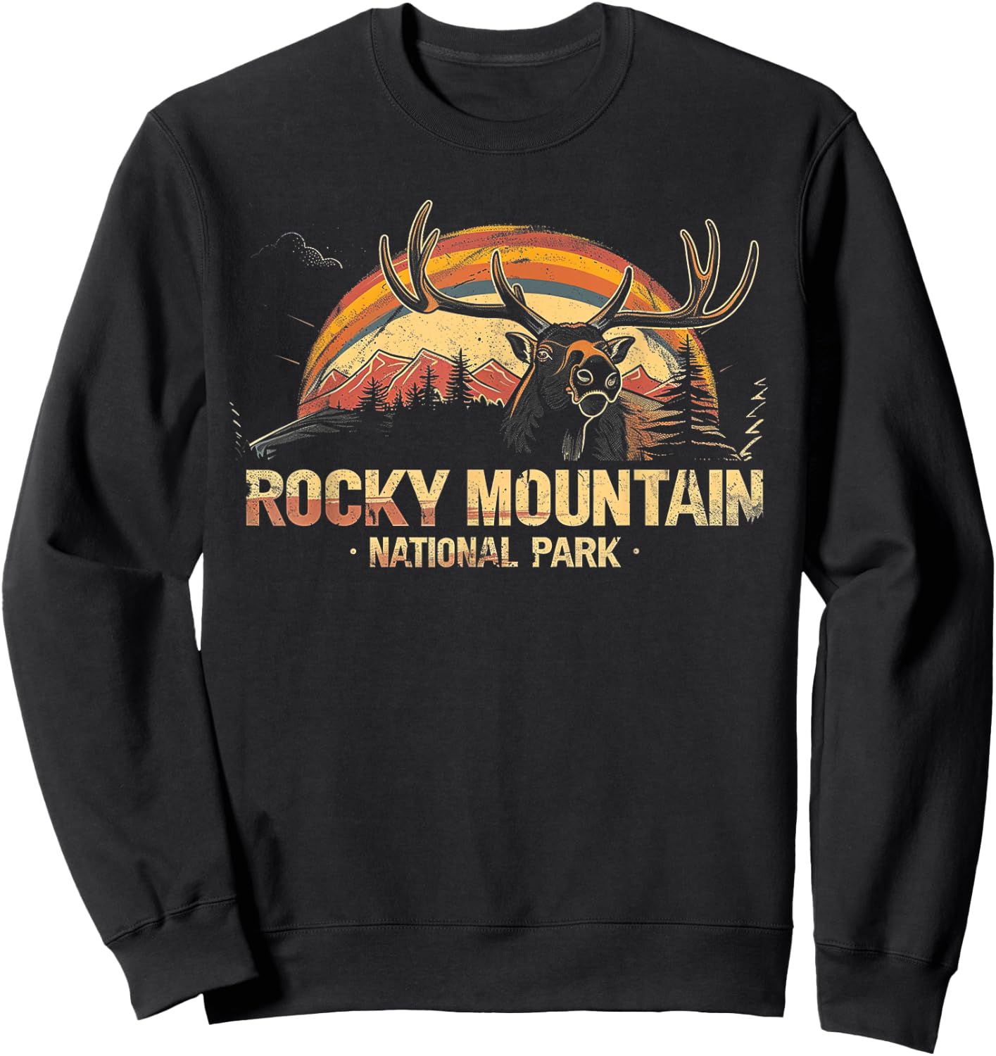 Rocky Mountain US National Park Vintage Men Women Kids Retro Sweatshirt - Sweatshirt | Black
