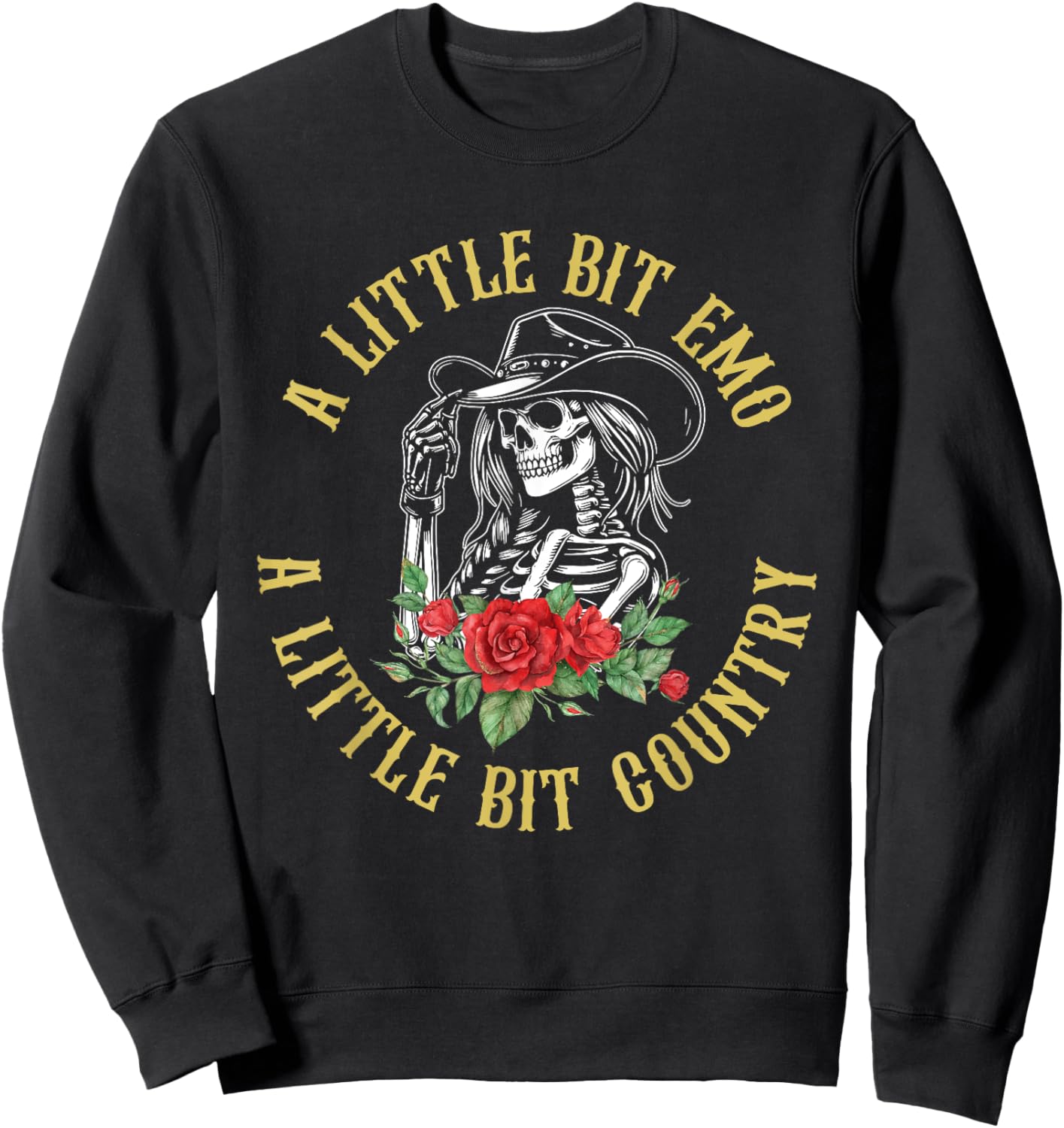 Little Bit Emo Little Bit Country Cowgirl Vintage Design Sweatshirt - Sweatshirt | Black
