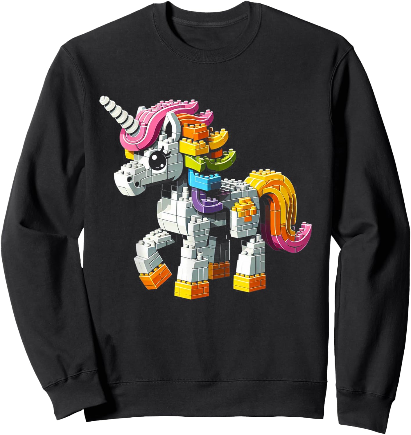 Block Building Unicorn Lover Master Builder Bricks Sweatshirt - Sweatshirt | Black