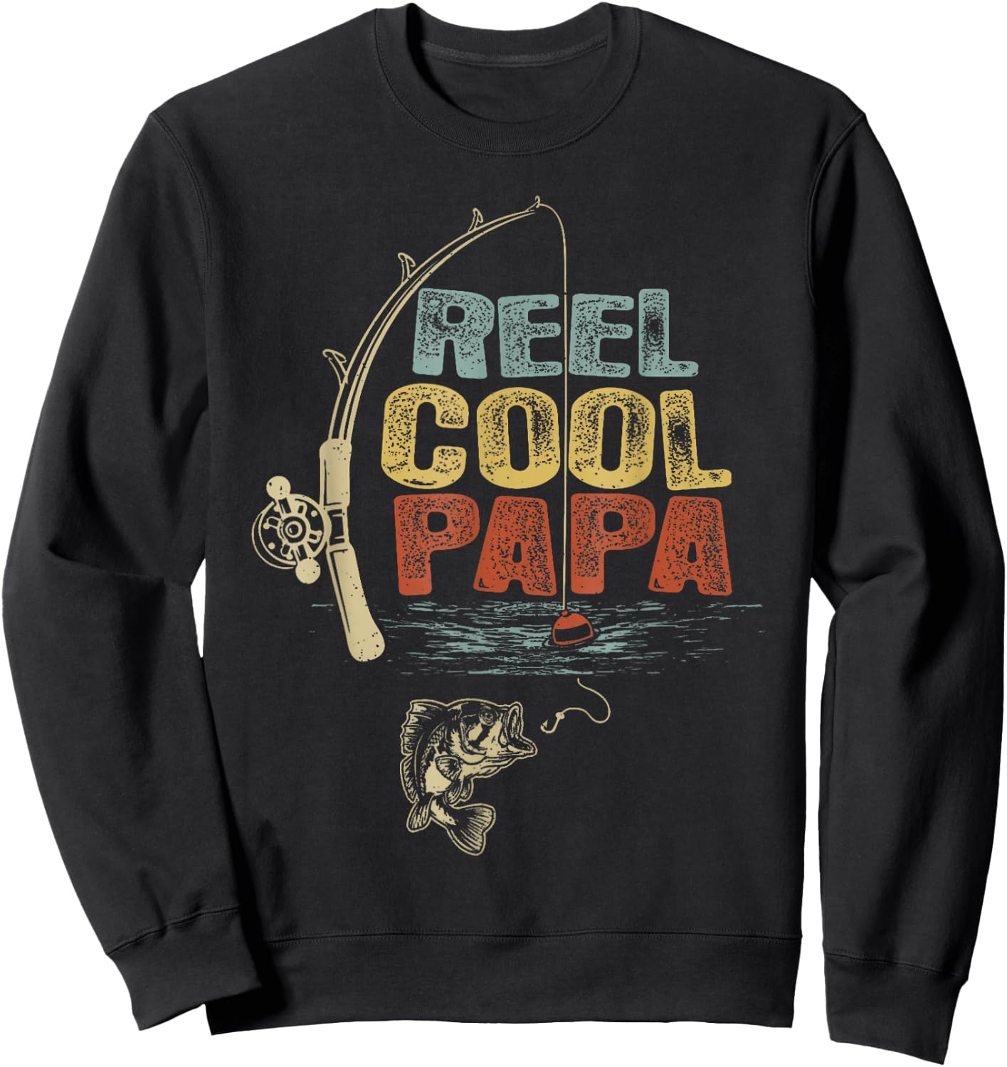 Funny Fisherman Vintage Reel Cool Papa Father Day Sweatshirt - Sweatshirt | Black