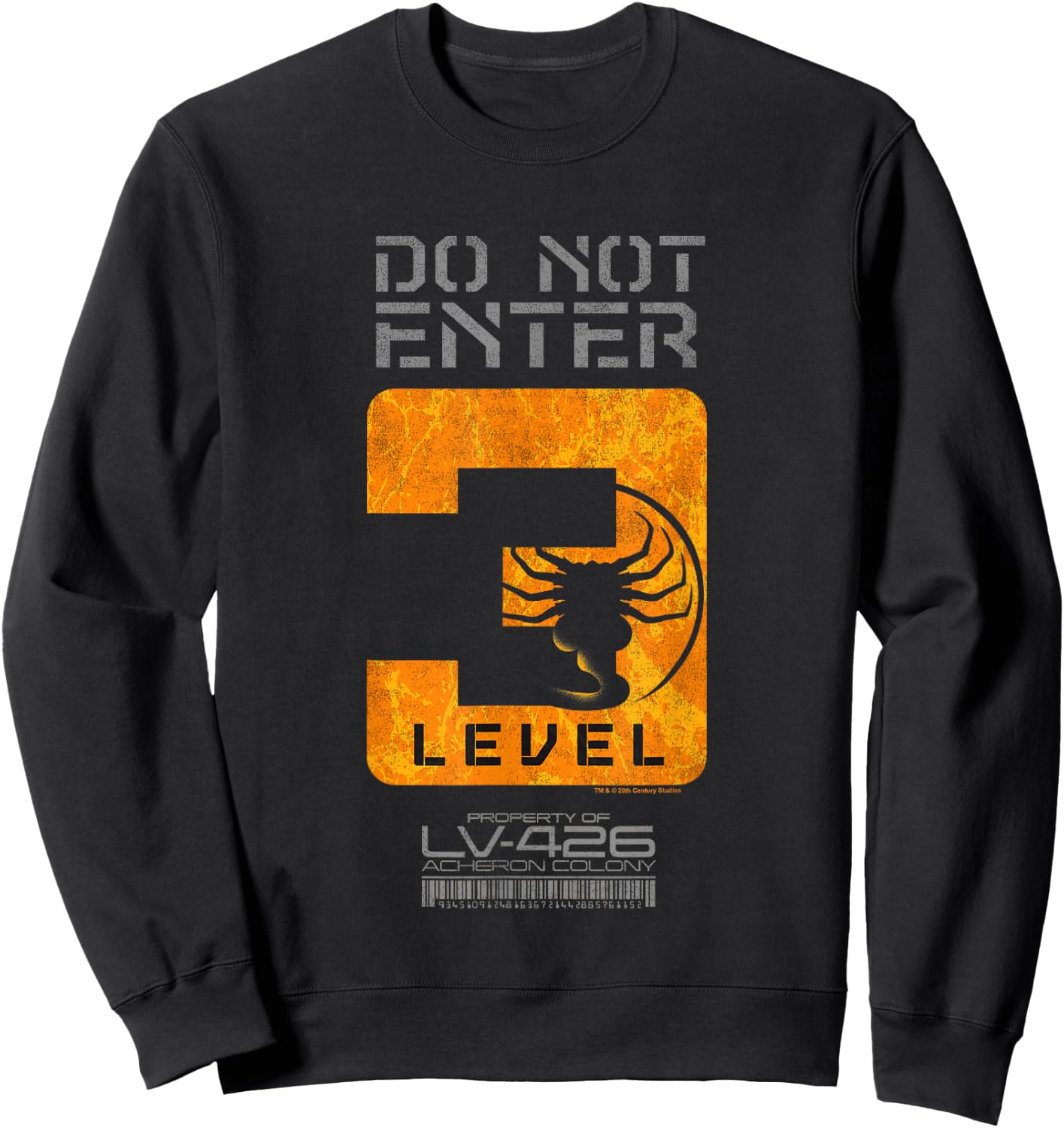 Aliens Do Not Enter Level 3 Face Hugger Silhouette Poster Sweatshirt - Sweatshirt | Black