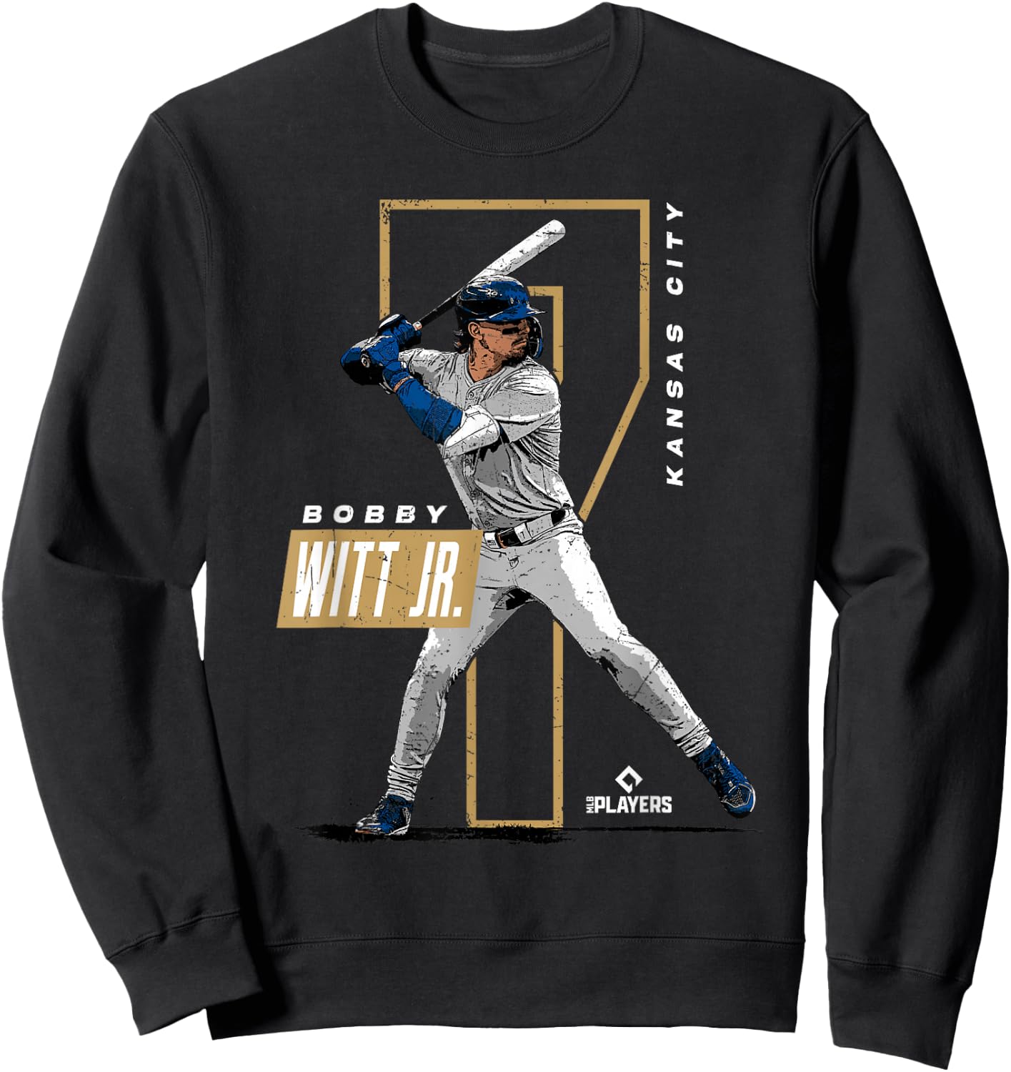 Bobby Witt Jr. | Kansas City Baseball Players | MLBWIT3002 Sweatshirt - Sweatshirt | Black