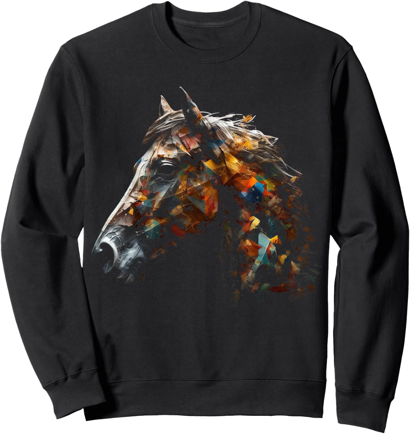Horse Artwork - Animal Horse Sweatshirt - Sweatshirt | Black