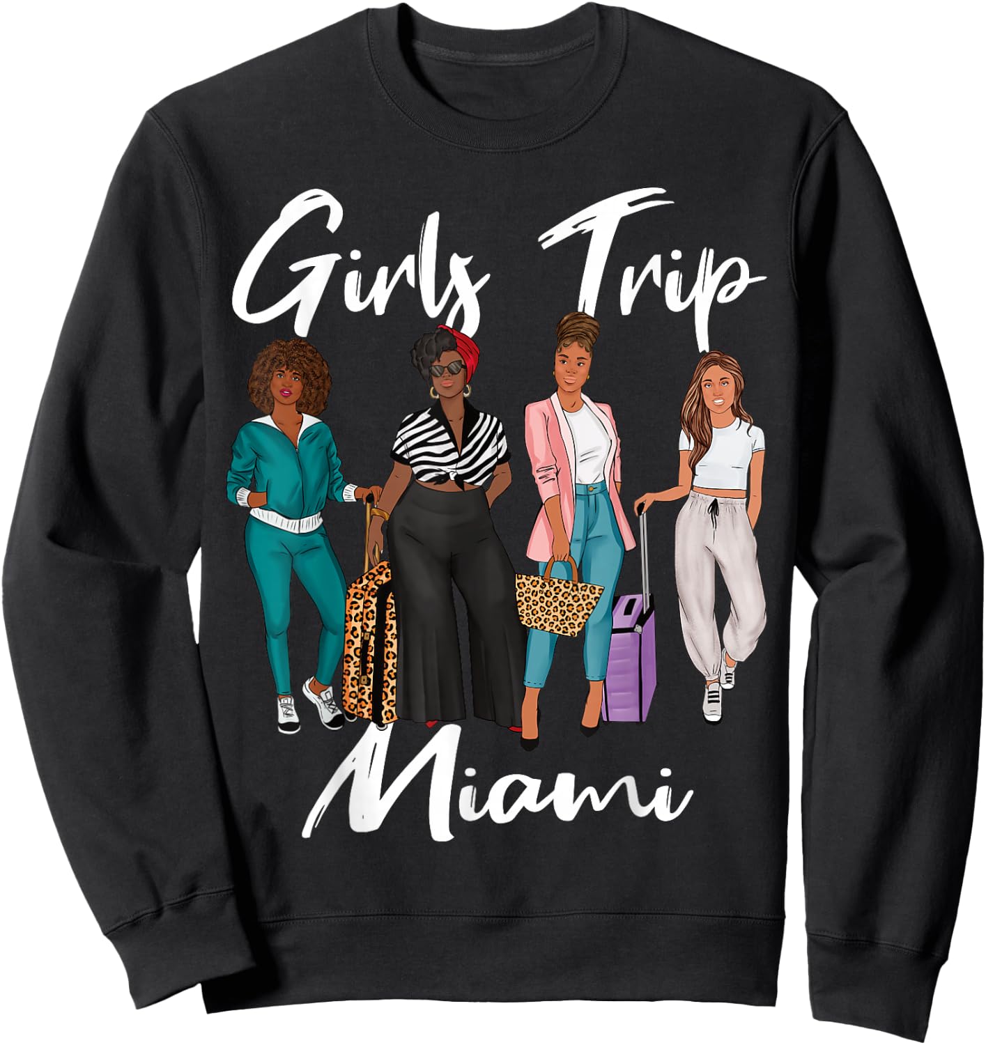 Girls Trip Miami For Melanin Afro Black Vacation Women Sweatshirt - Sweatshirt | Black