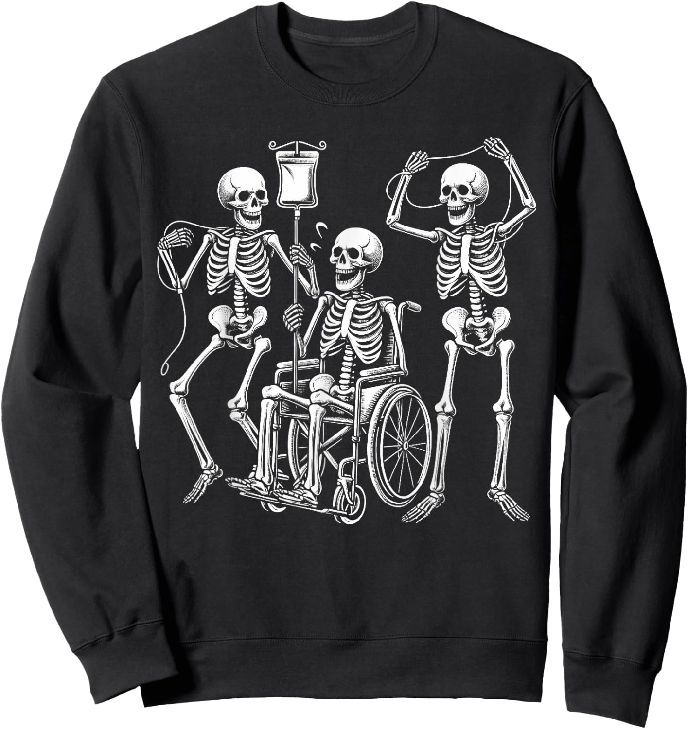Nurse Skeletons Funny Halloween Hospital Healthcare Crew Sweatshirt - Sweatshirt | Black