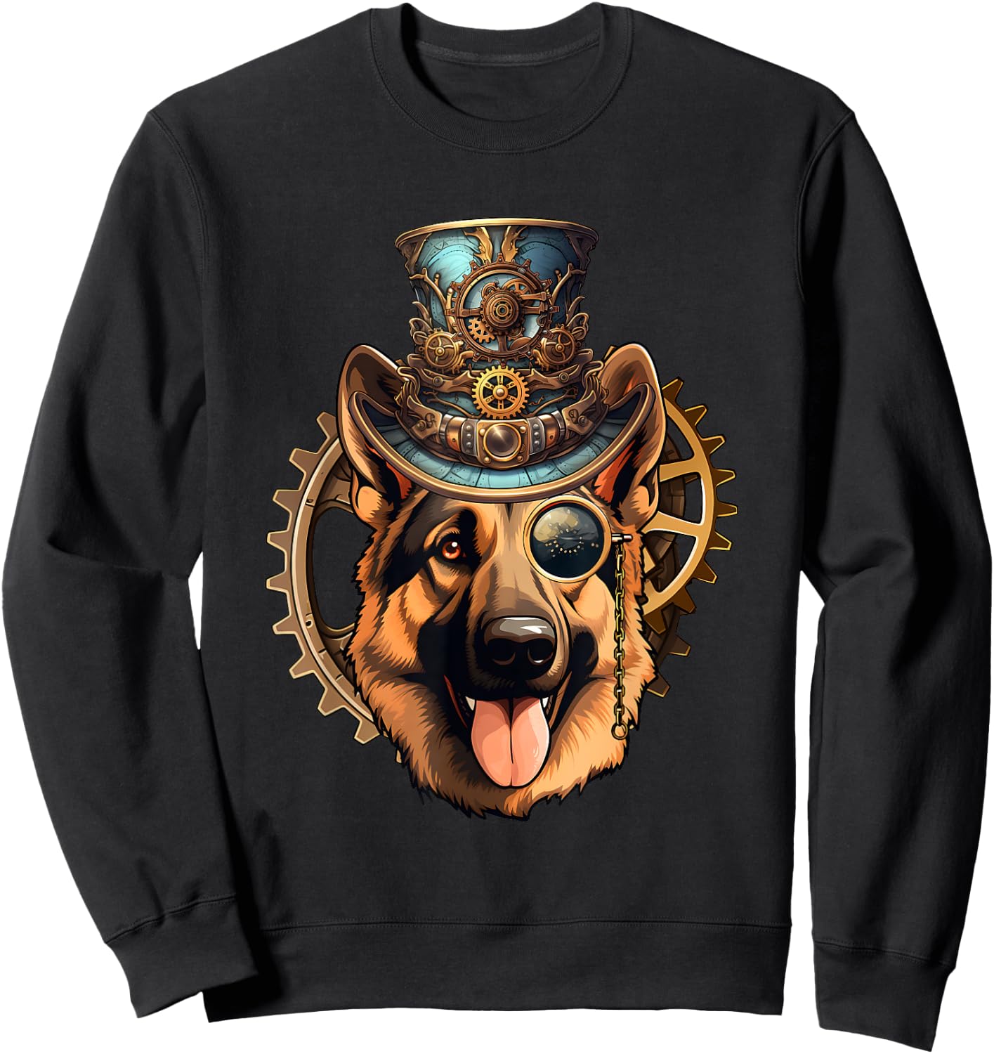 Victorian Steampunk German Shepherd Sweatshirt - Sweatshirt | Black