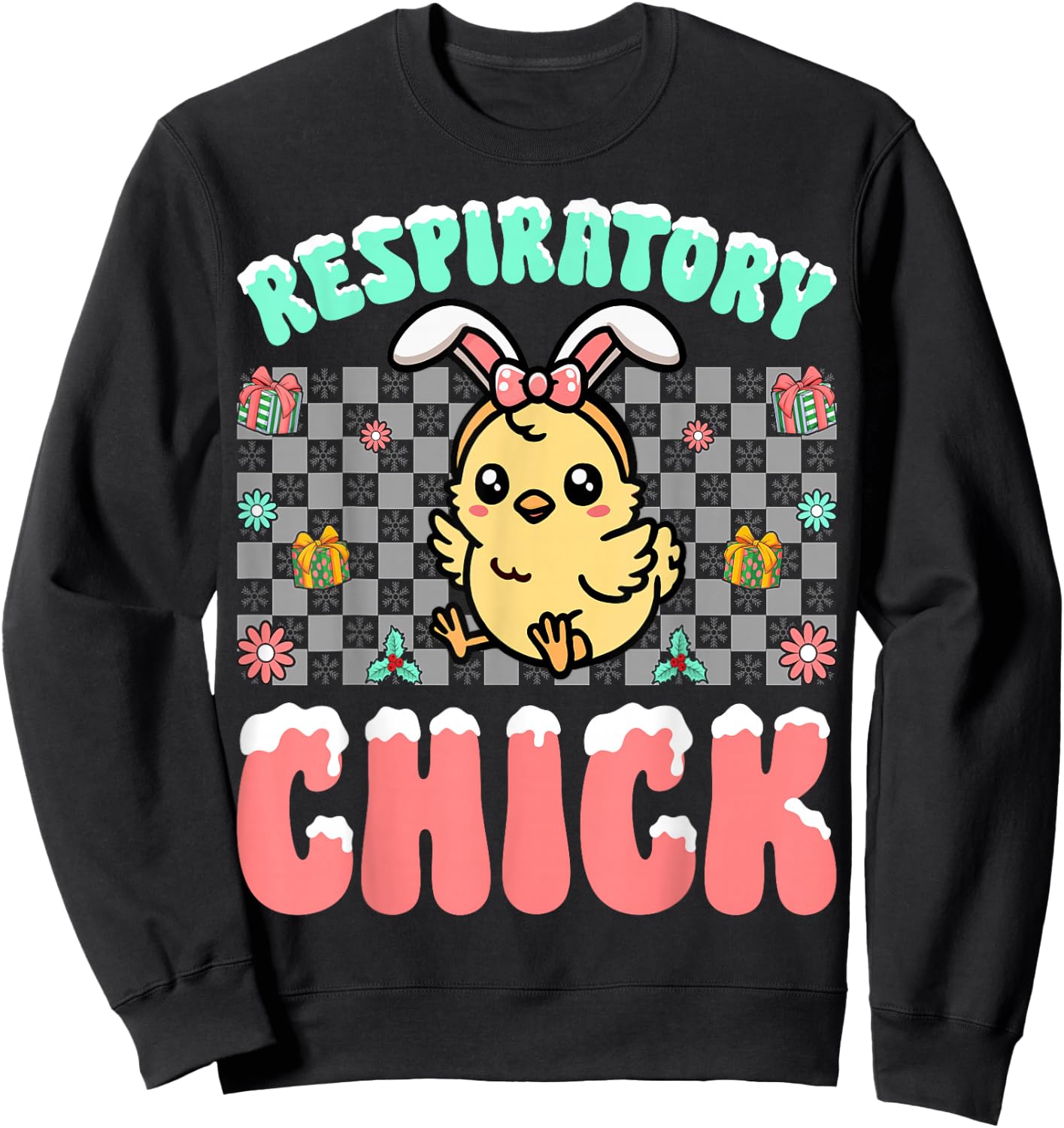 Respiratory Chick Easter Respiratory Therapist Christmas Sweatshirt - Sweatshirt | Black