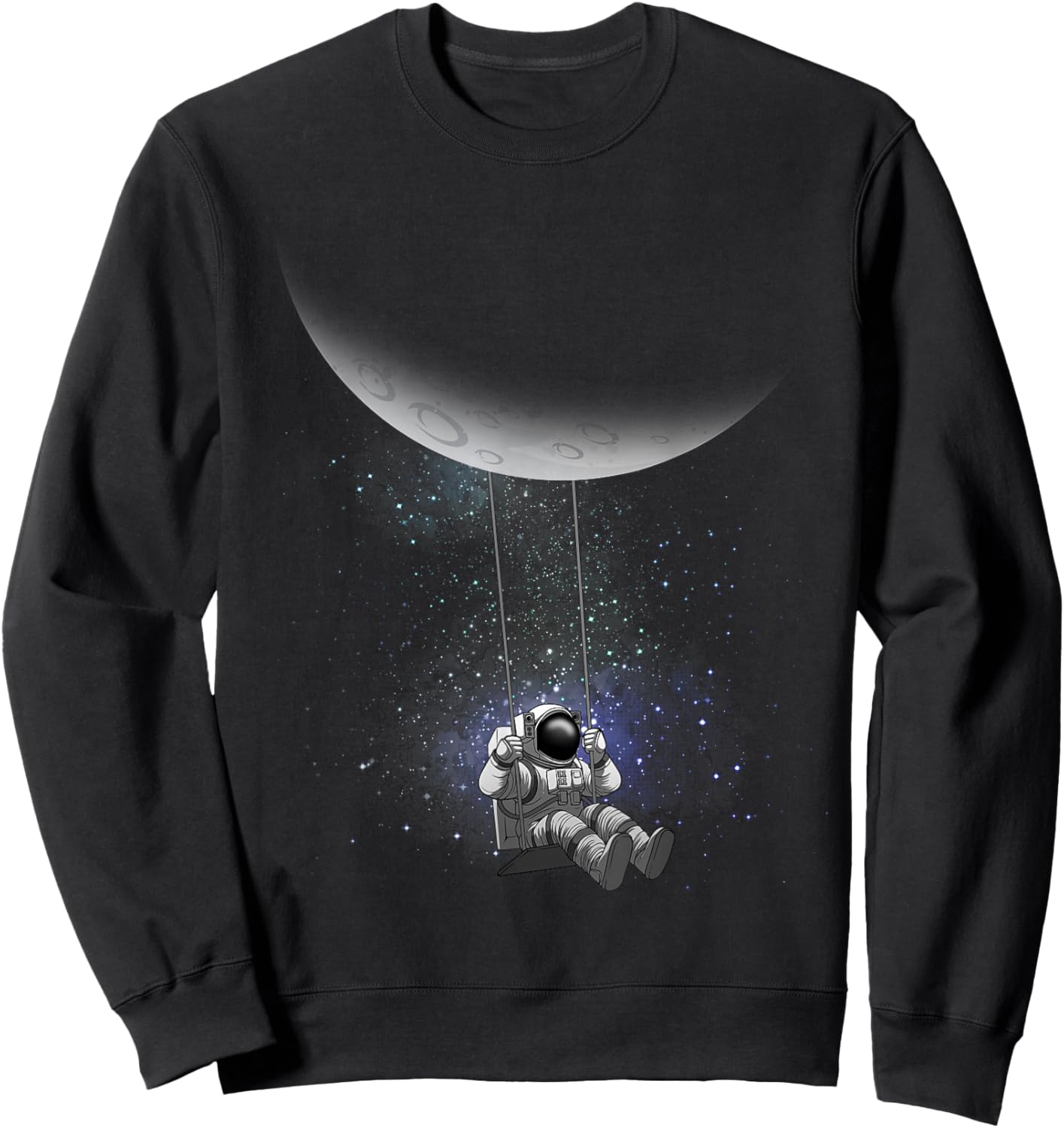 Space Themed Women Outer Space Moon Galaxy Astronaut Sweatshirt - Sweatshirt | Black