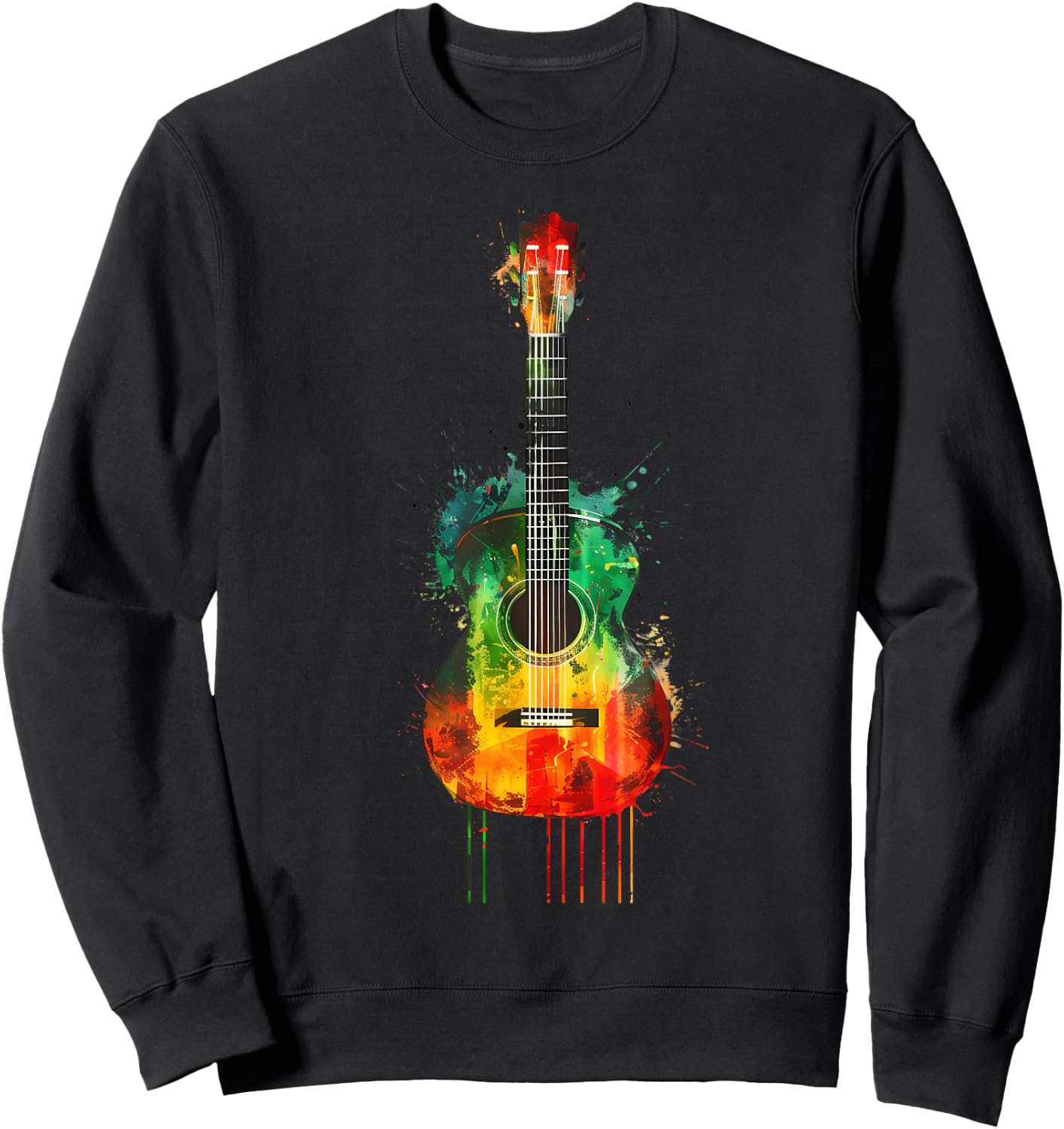 Rasta Guitar Jamaica Roots Rastafarian Reggae Music Sweatshirt - Sweatshirt | Black