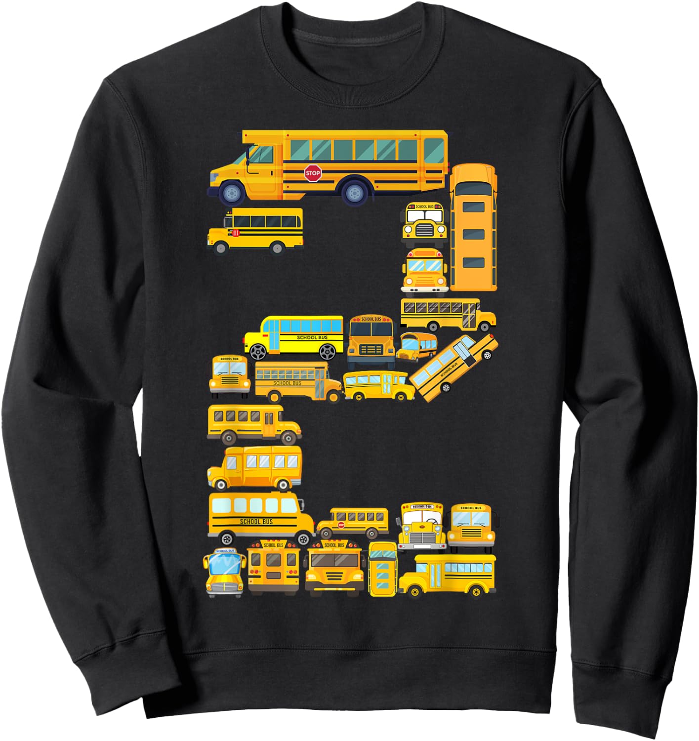 Toddler 2nd Birthday School Bus Themed 2 Year Old Boys Kids Sweatshirt - Sweatshirt | Black
