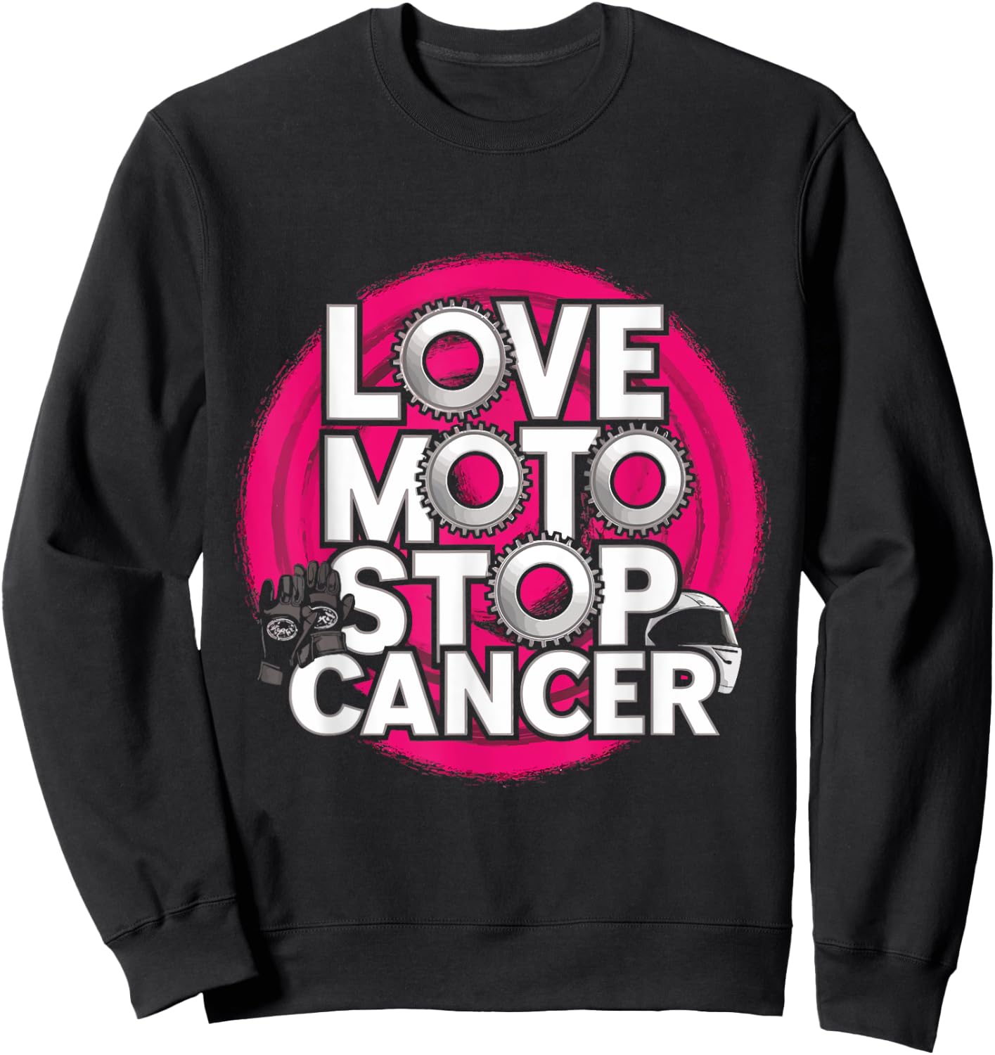 Love Moto Stop Cancer Design Sweatshirt - Sweatshirt | Black