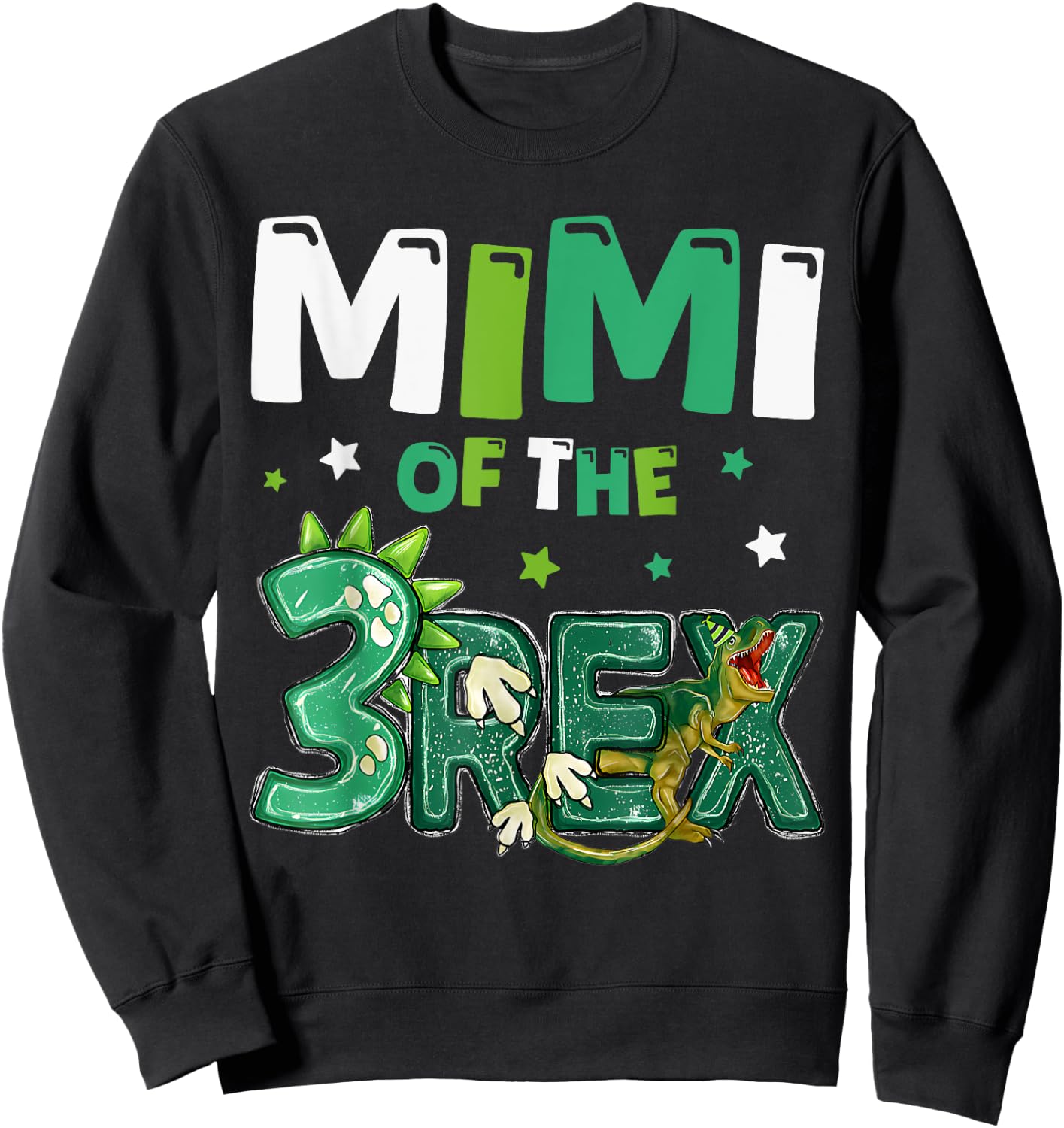 Mimi of the Three Rex Birthday Dinosaur Family Matching Sweatshirt - Sweatshirt | Black