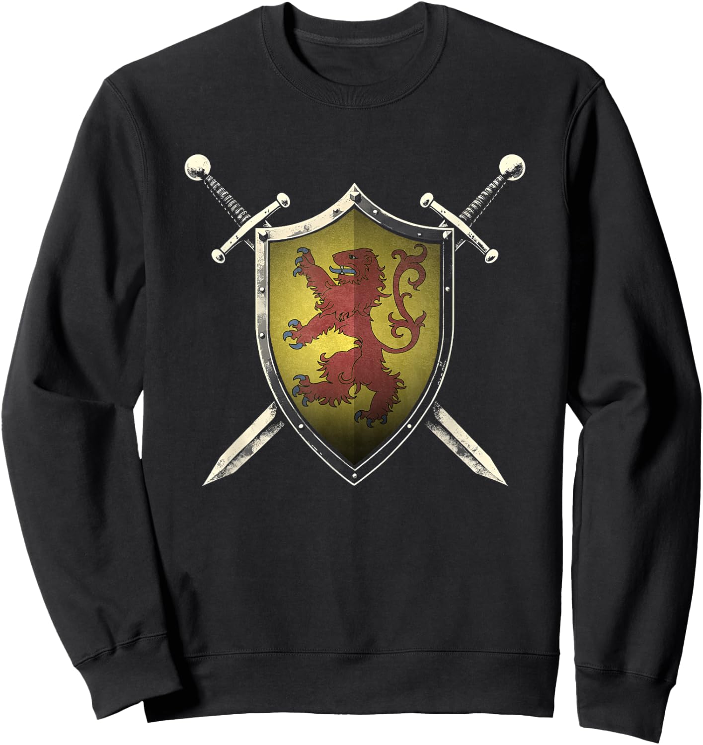 Scotland Medieval Knight Shield Scottish Flag Sweatshirt - Sweatshirt | Black