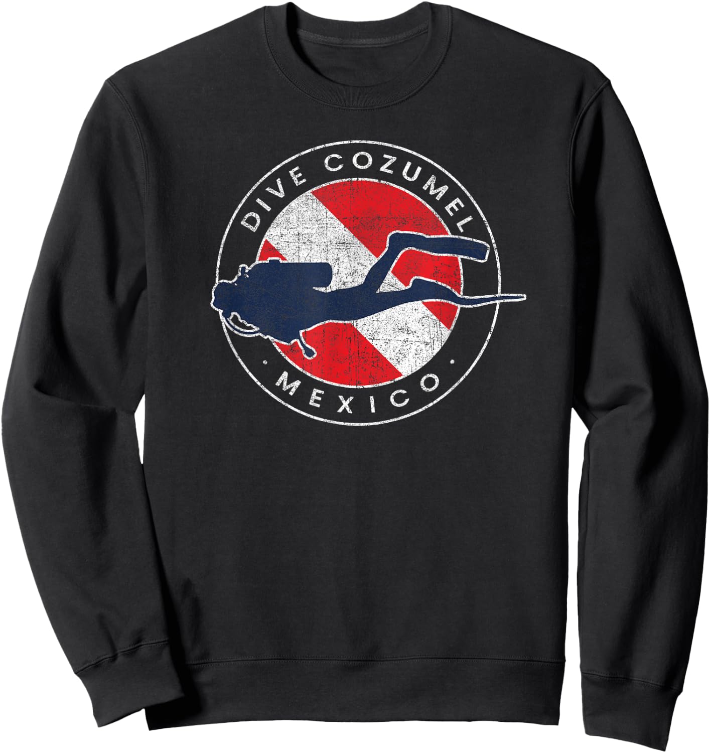 Retro Cozumel Mexico Scuba Dive Vintage Dive Flag Diving Sweatshirt - Sweatshirt | Black
