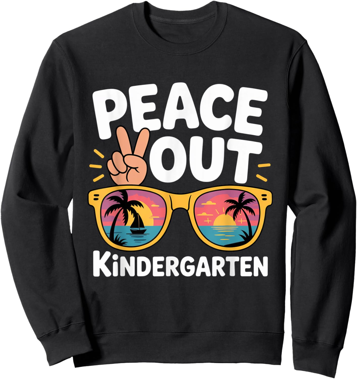 Peace I'm Out Kindergarten Funny Graduation Kid Sweatshirt - Sweatshirt | Black