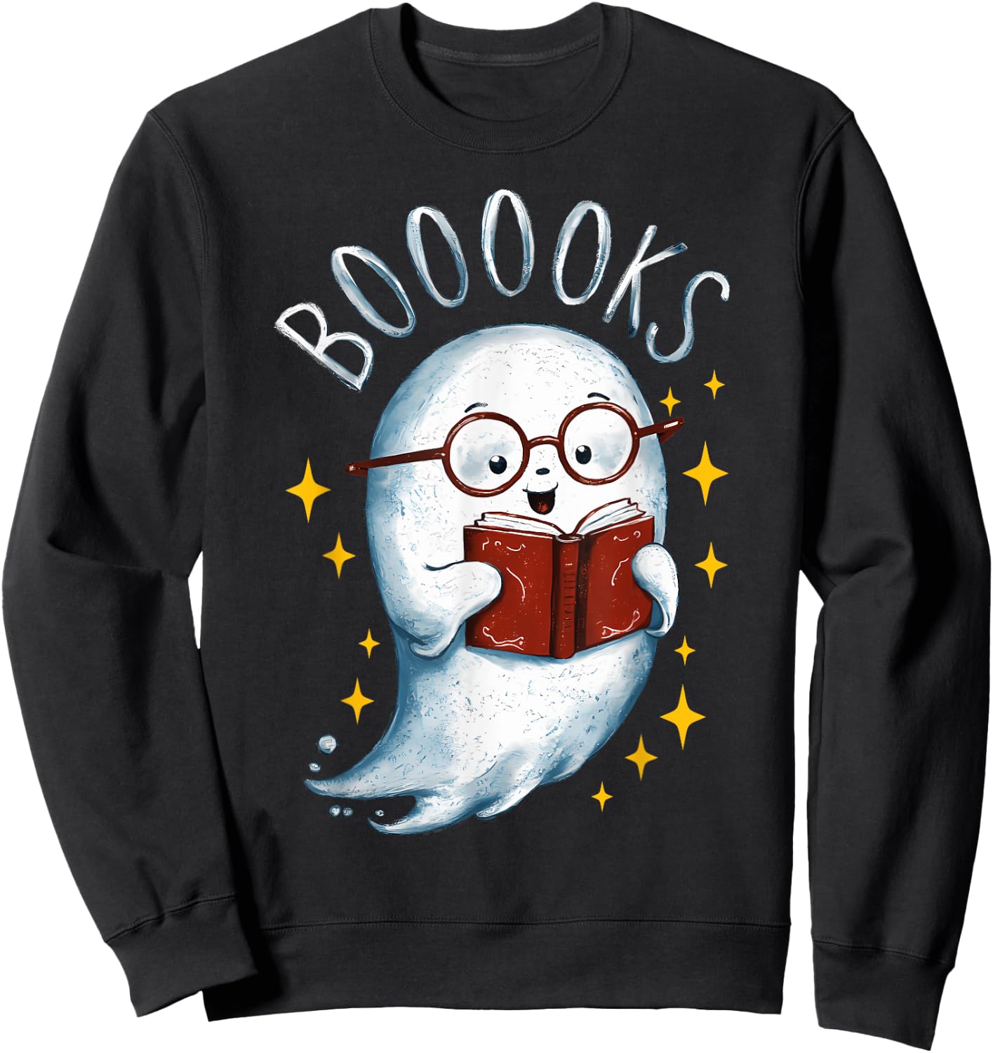 Booooks Ghost Funny Halloween Teacher Book Library Reading Sweatshirt - Sweatshirt | Black