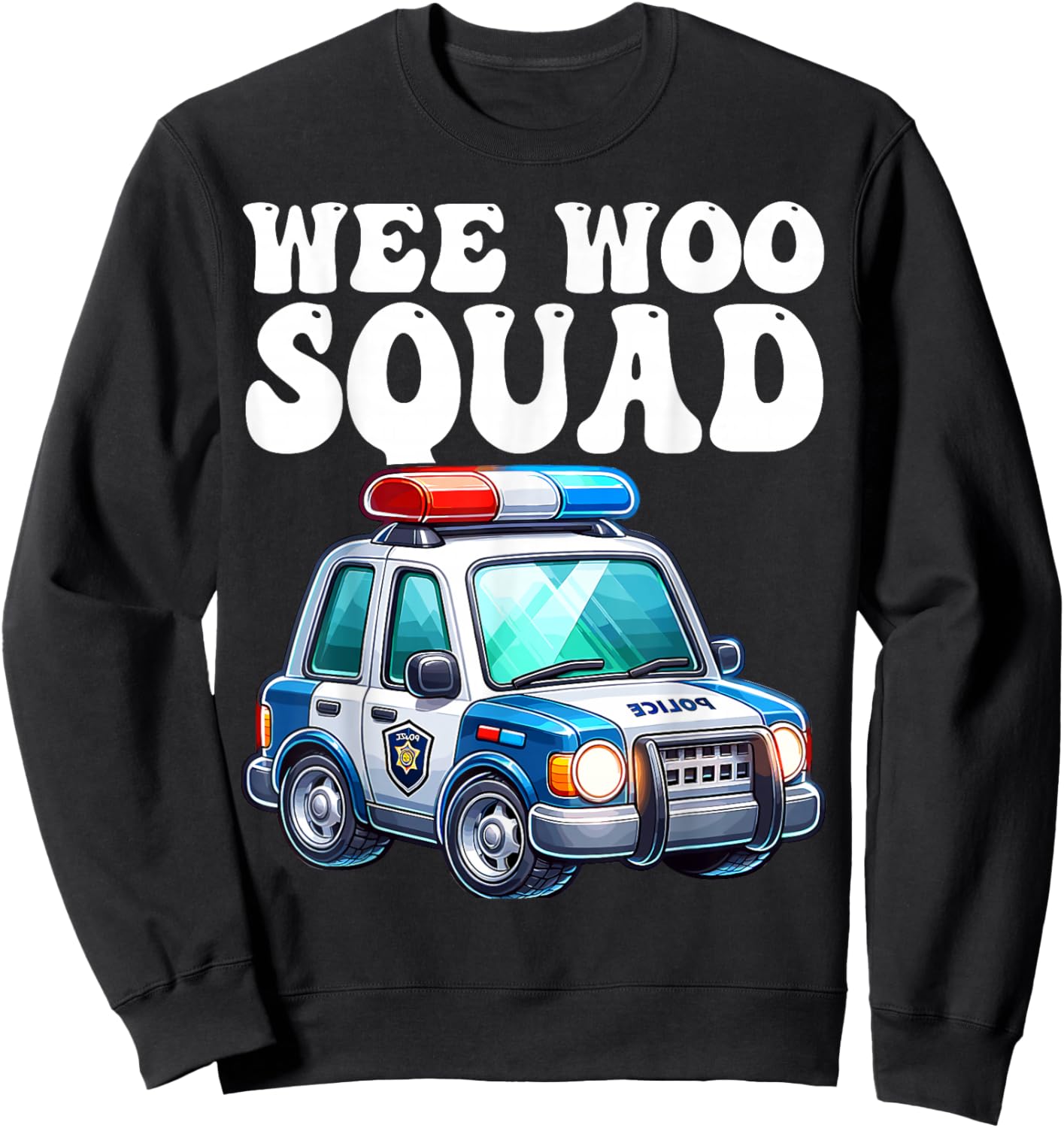 funny Wee Woo Squad Kids boys girls Police Car Theme Sweatshirt - Sweatshirt | Black