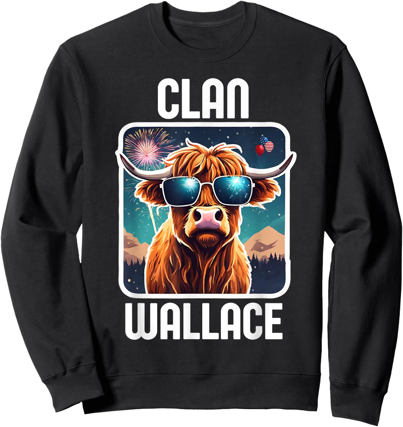 Wallace Clan 4th July Scottish Family Name USA Party Sweatshirt - Sweatshirt | Black