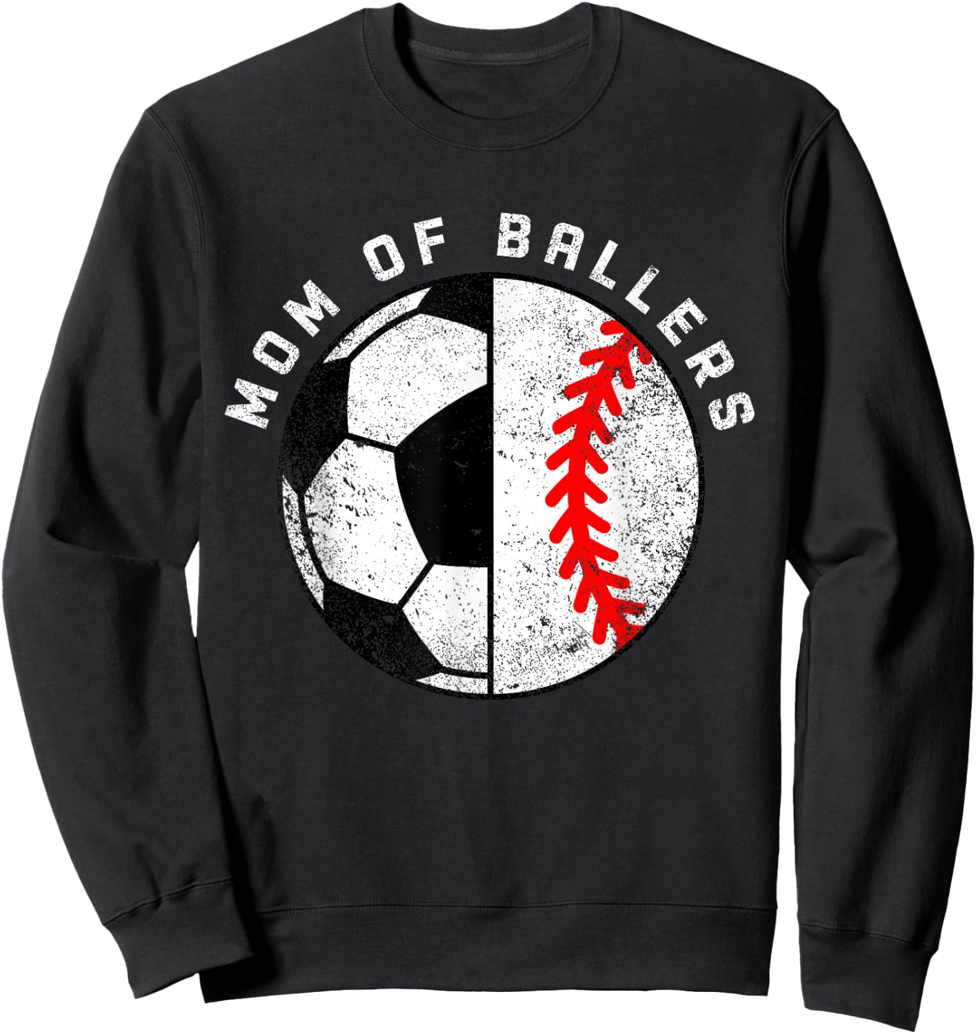 Mom Of Ballers Funny Soccer Baseball Mom Sweatshirt - Sweatshirt | Black