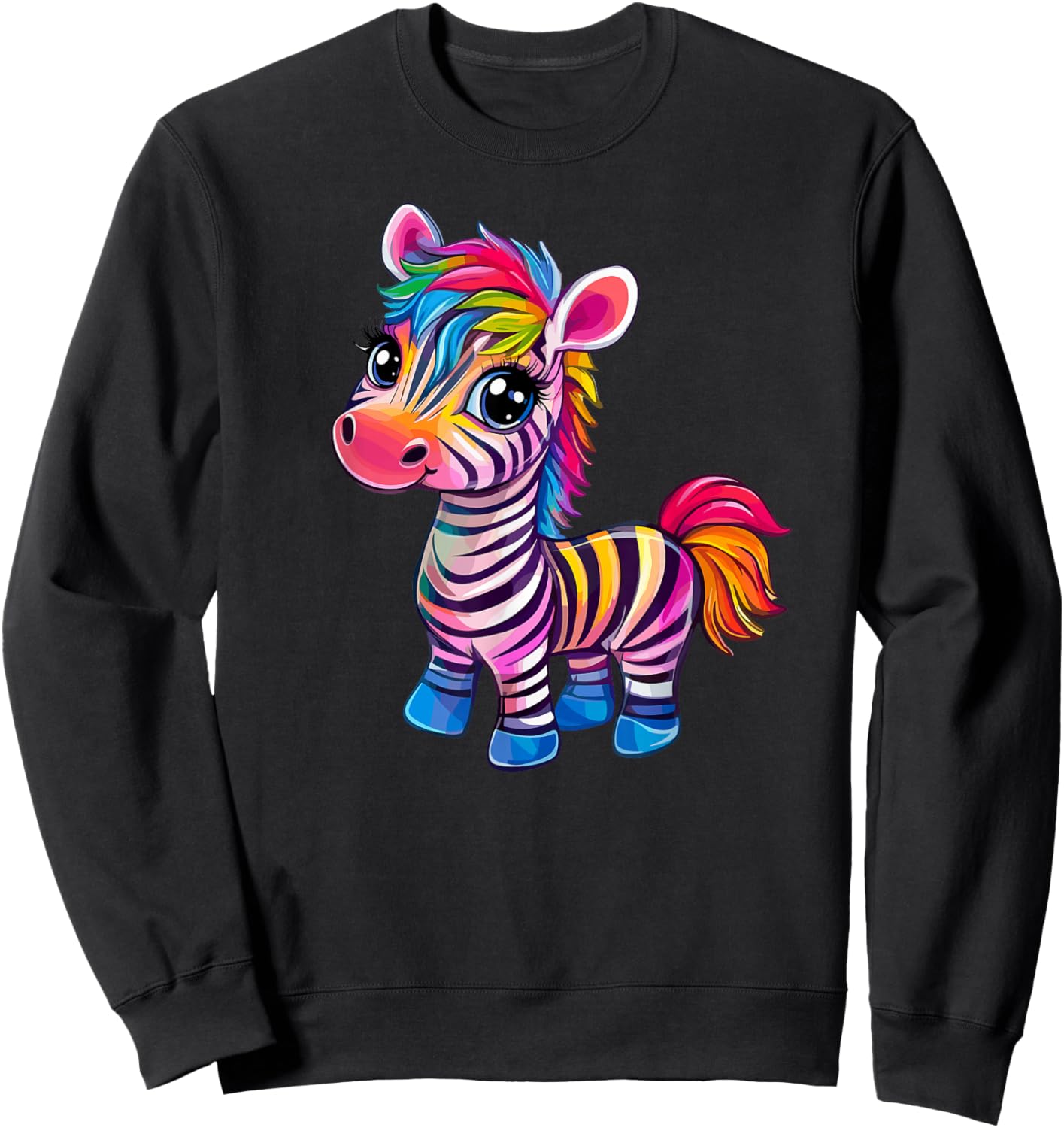 Colorful Rainbow Zebra Animal Art Sweatshirt - Sweatshirt | Black