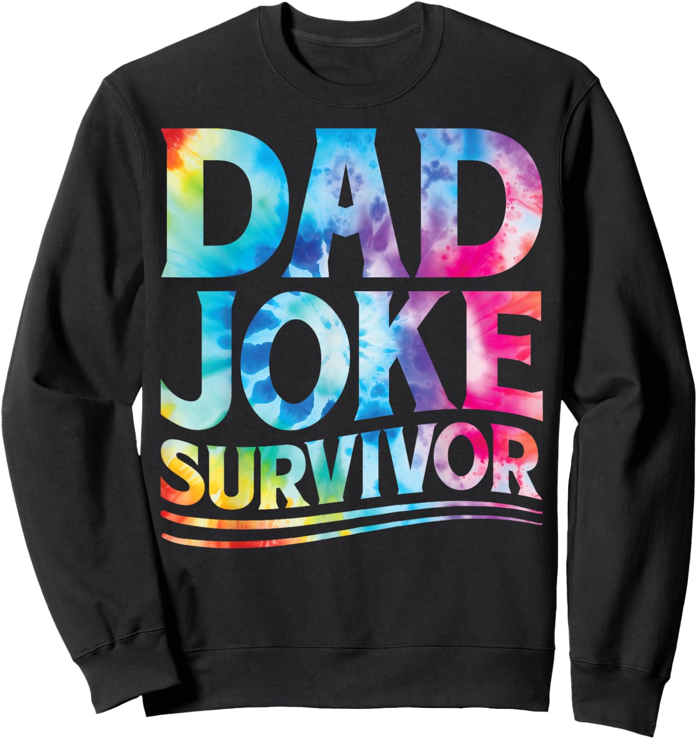 Kids Dad Joke Survivor Tie Dye Matching Father Son Dad Jokes Sweatshirt - Sweatshirt | Black
